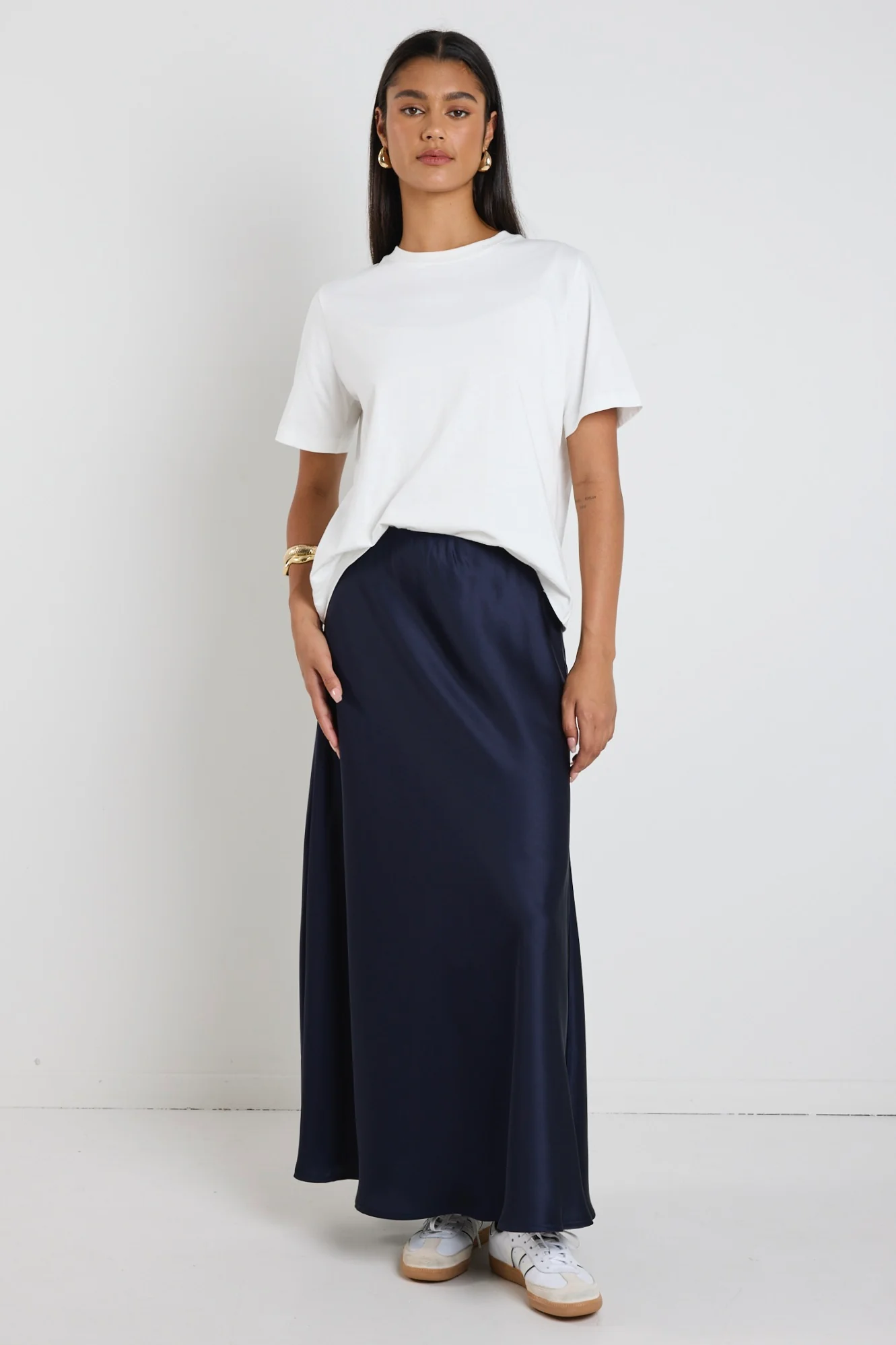 Preserve Navy Floaty Satin Bias Maxi Skirt - Image 3