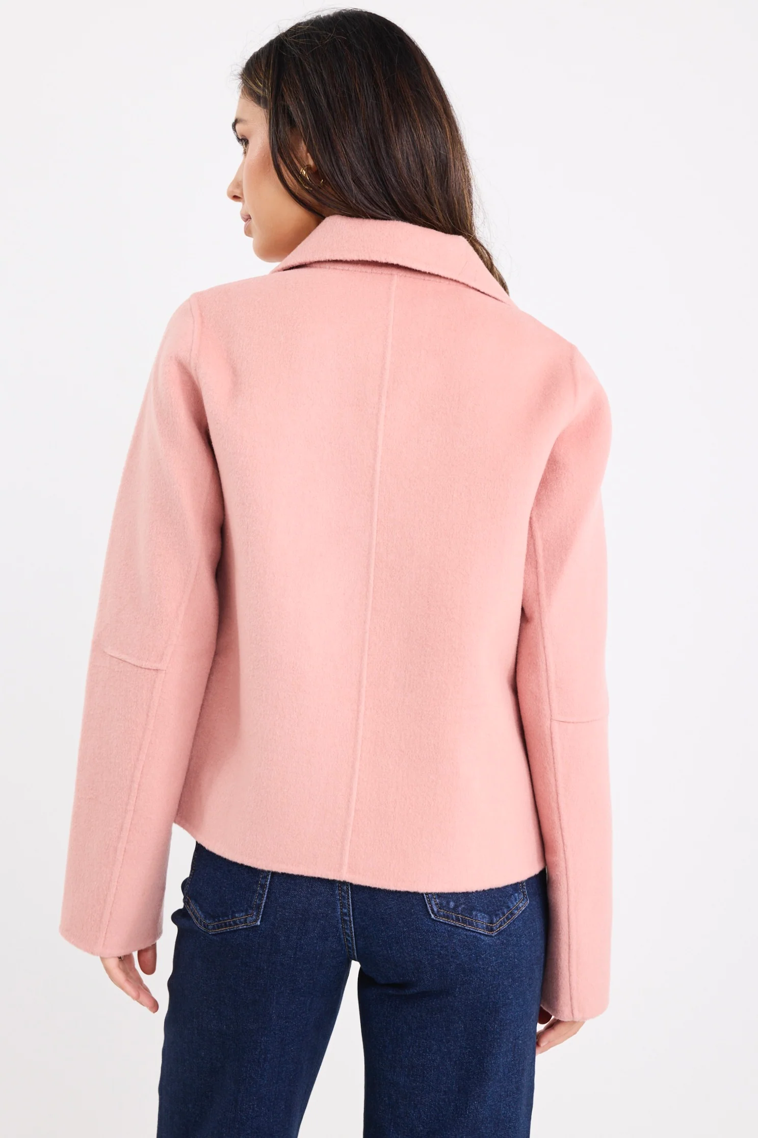 Prestige Blush Wool Blend Short Double Breasted Coat - Image 6