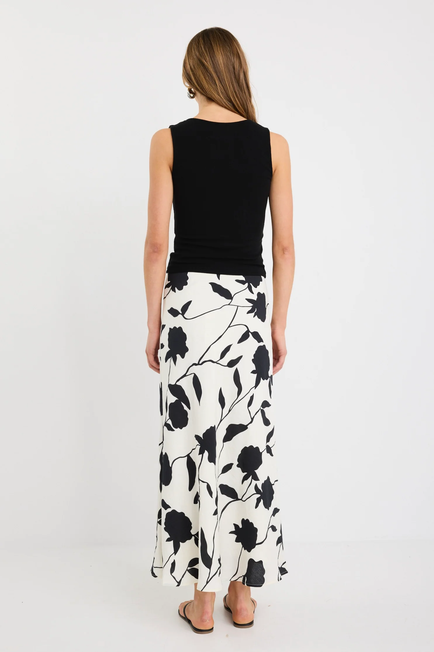 Prodigy Ivory Floral Bias Cut Midi Skirt - Image 4
