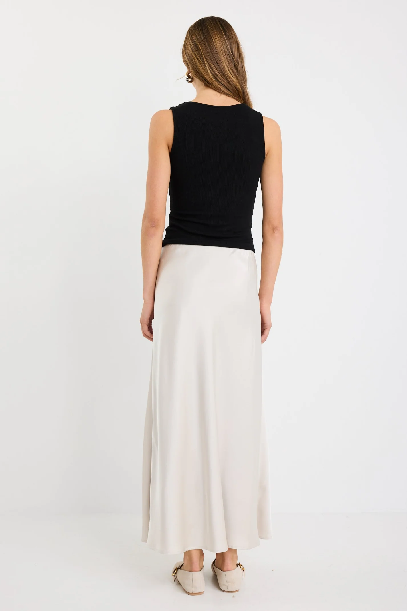 Prodigy Pearl Satin Bias Maxi Skirt - Image 4