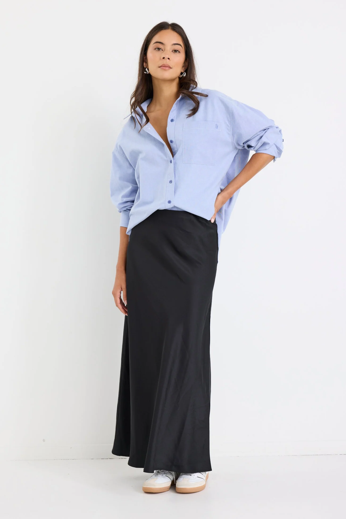 Prodigy Black Satin Bias Maxi Skirt - Image 3