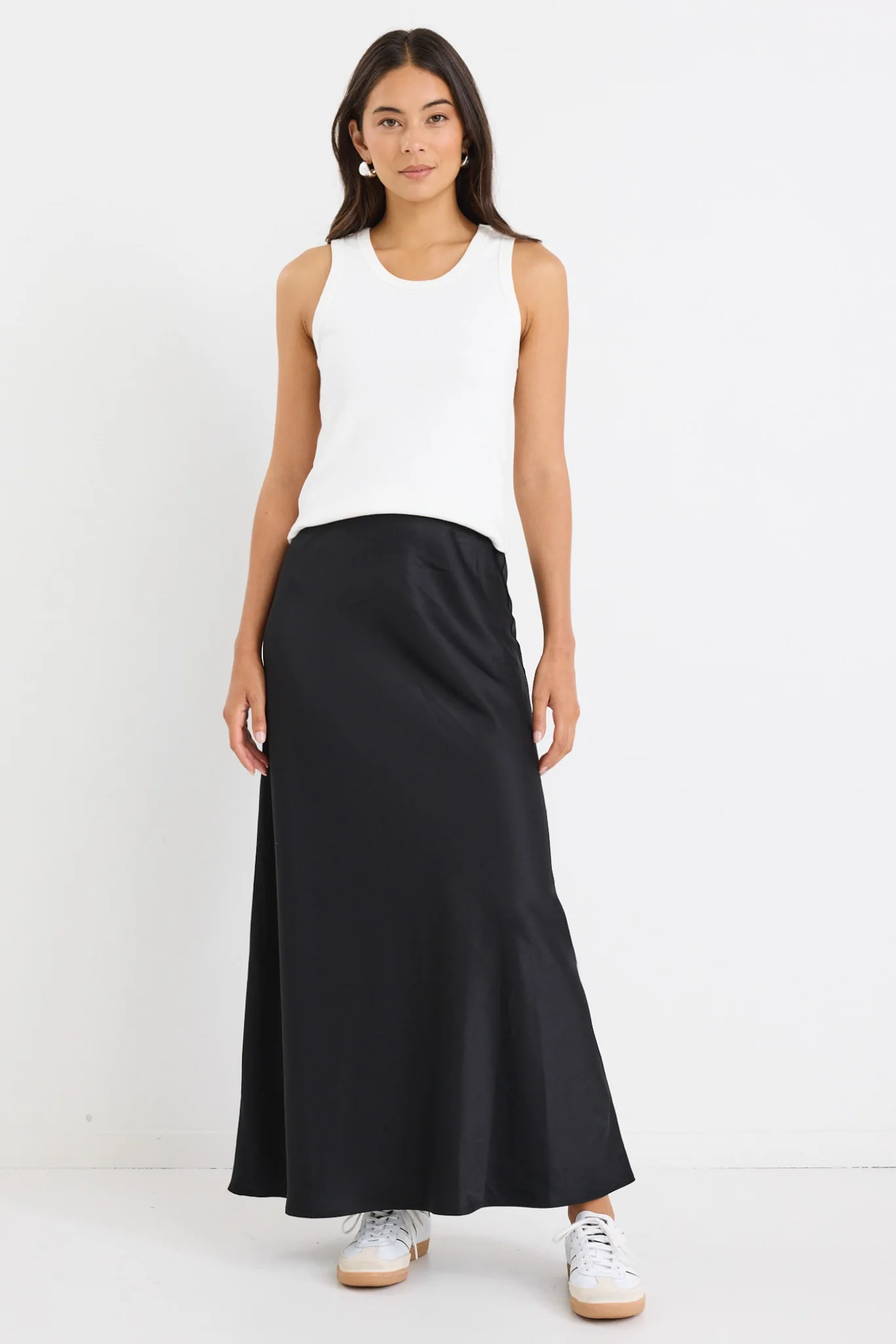 Prodigy Black Satin Bias Maxi Skirt - Image 4