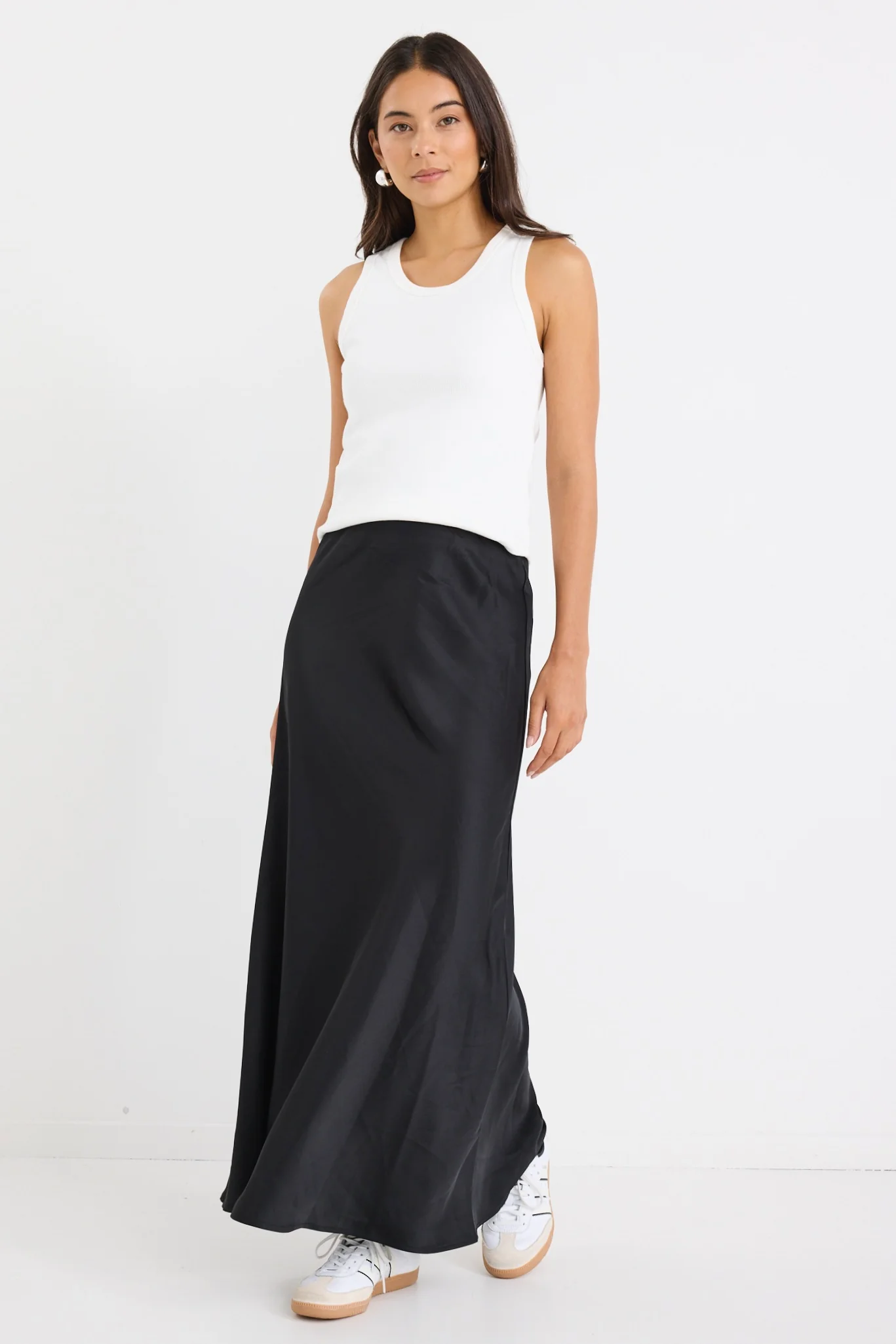 Prodigy Black Satin Bias Maxi Skirt - Image 5