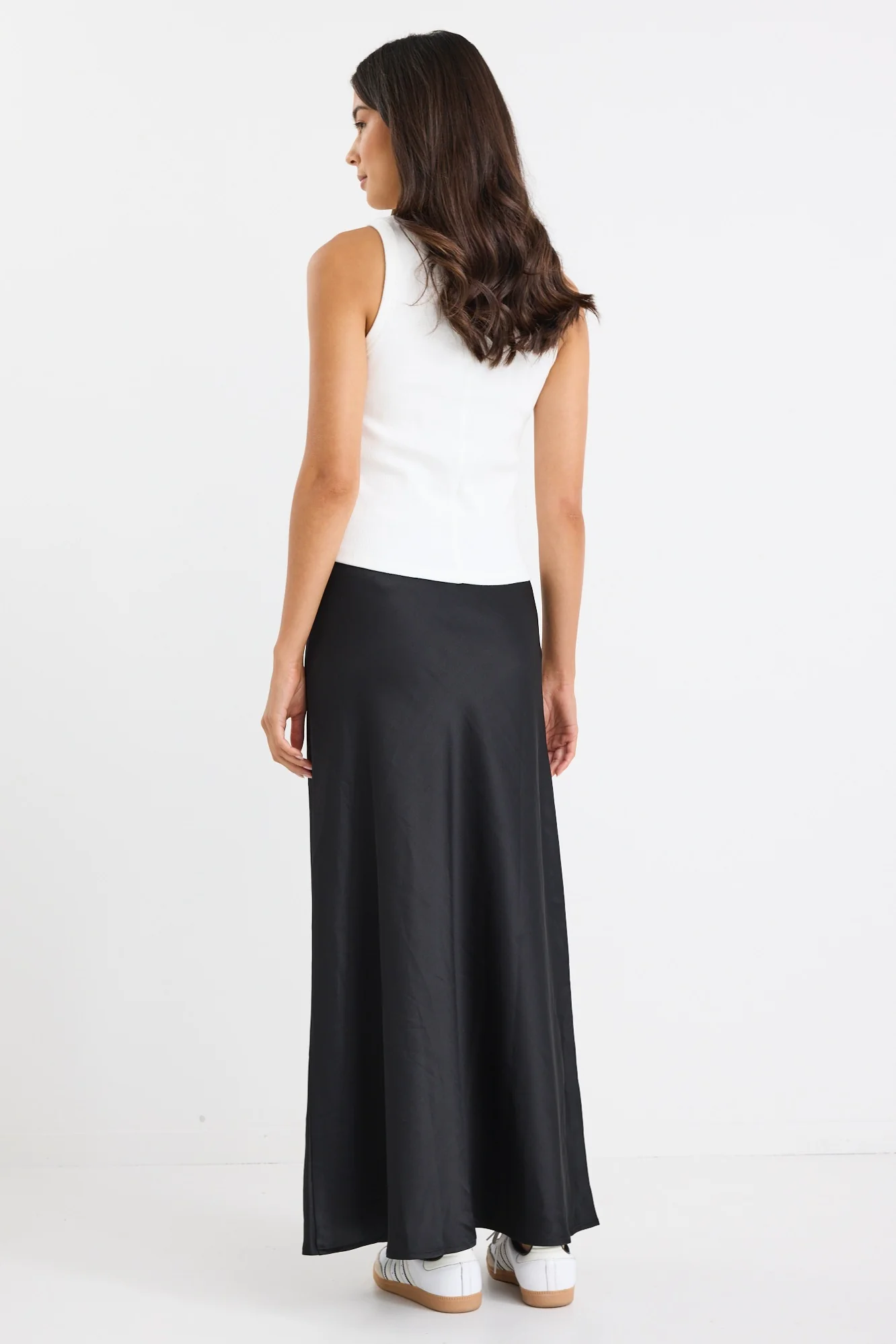 Prodigy Black Satin Bias Maxi Skirt - Image 6