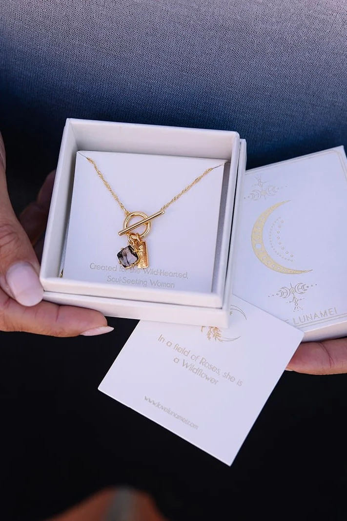 Pure 18k Gold Plate with Herkimer Quartz Fob Necklace - Image 4