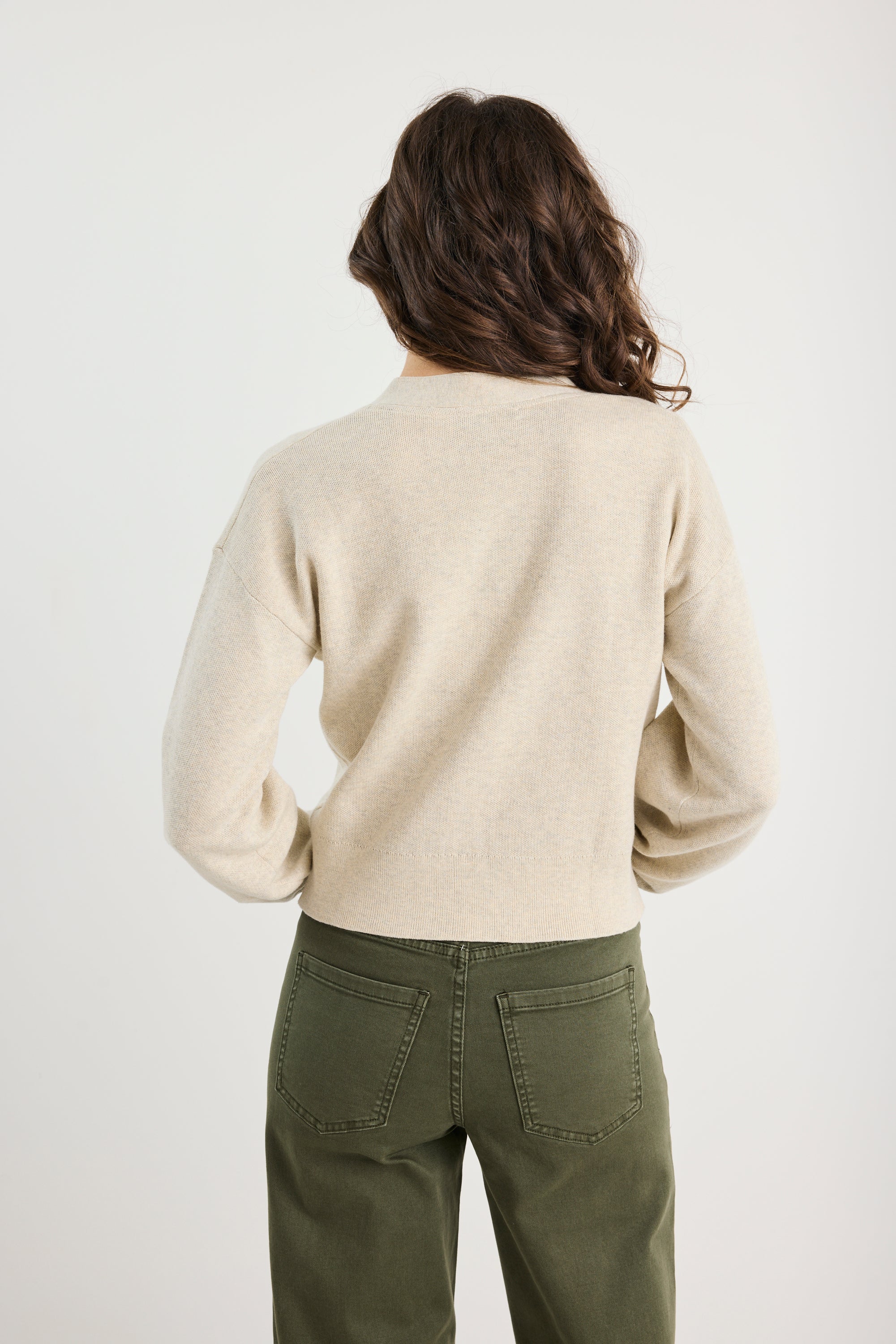 Purity Oat Marle V Neck Cardigan - Image 4