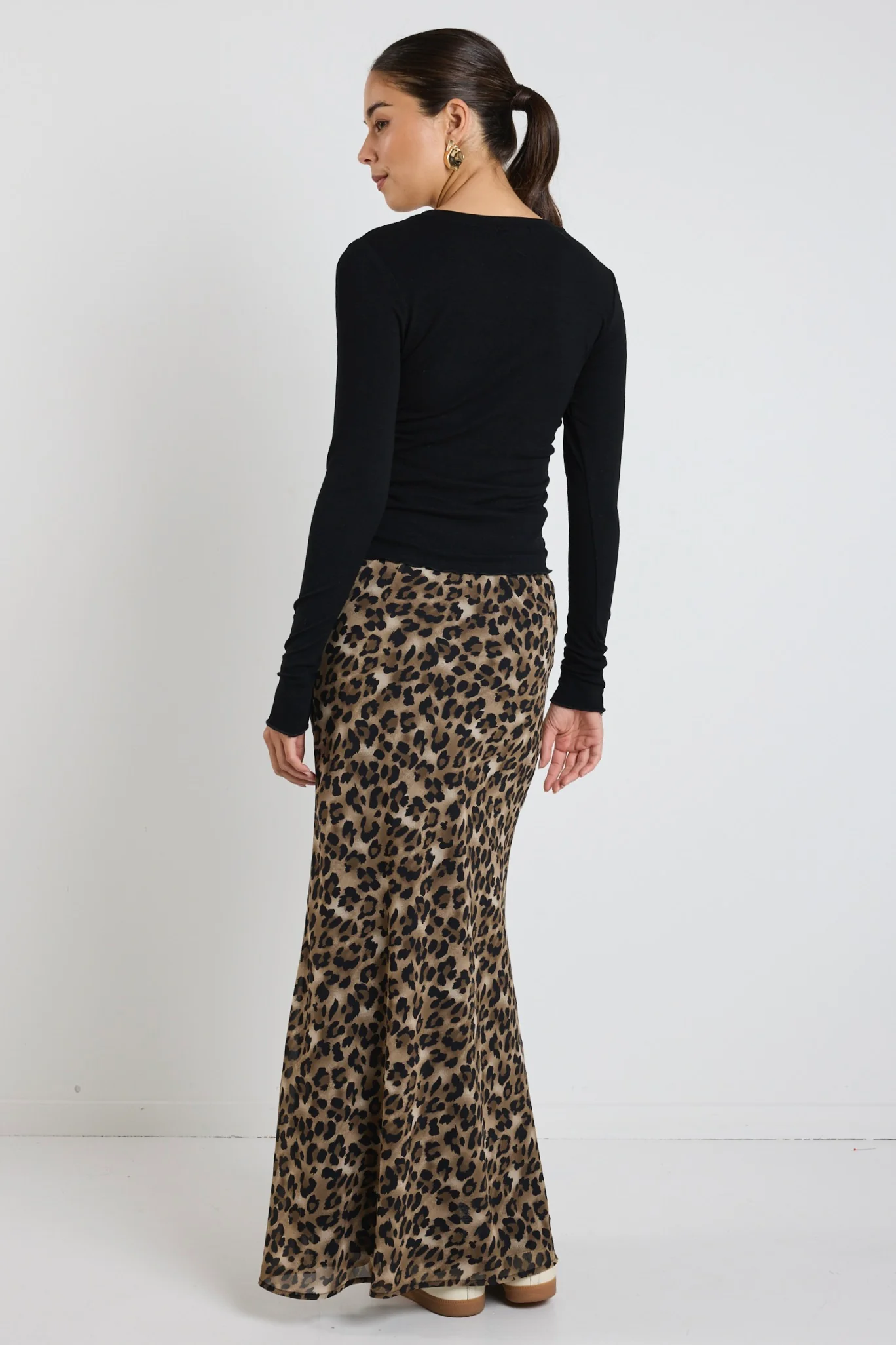 Rally Leopard Tie Waist Bias Maxi Skirt - Image 6