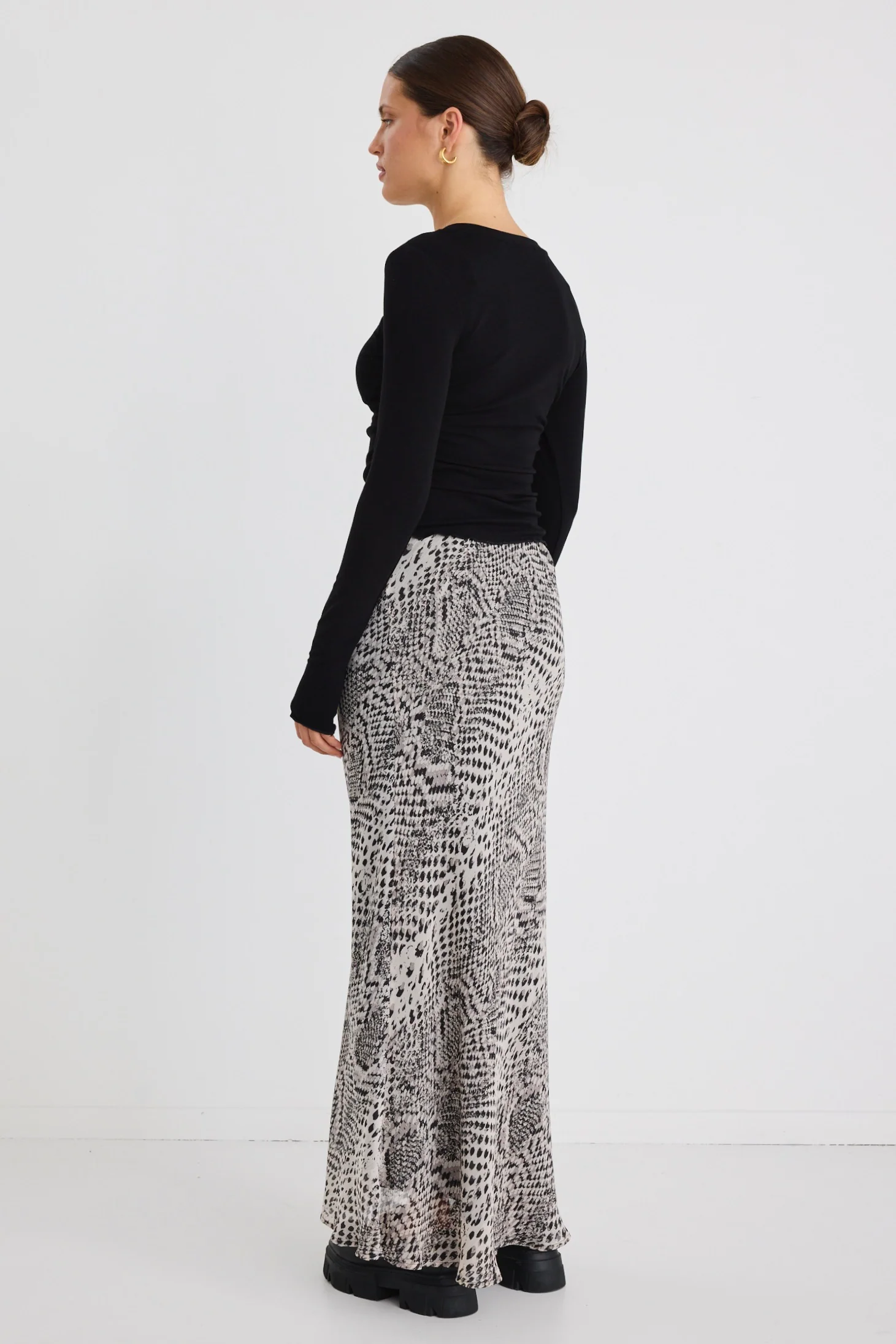 Rarity Charcoal Snake Tie Waist Bias Maxi Skirt - Image 6