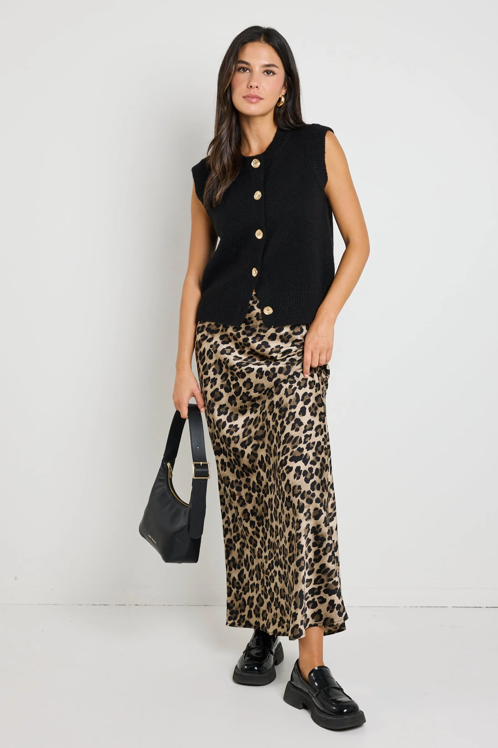 Record Animal Satin Bias Maxi Skirt