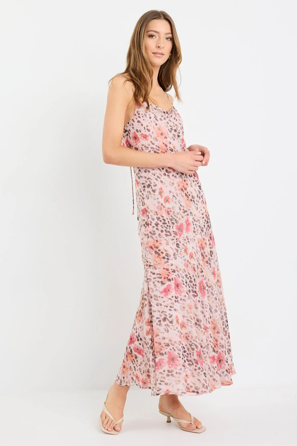 Reign Floral Animal Georgette Strappy Maxi Dress - Image 3