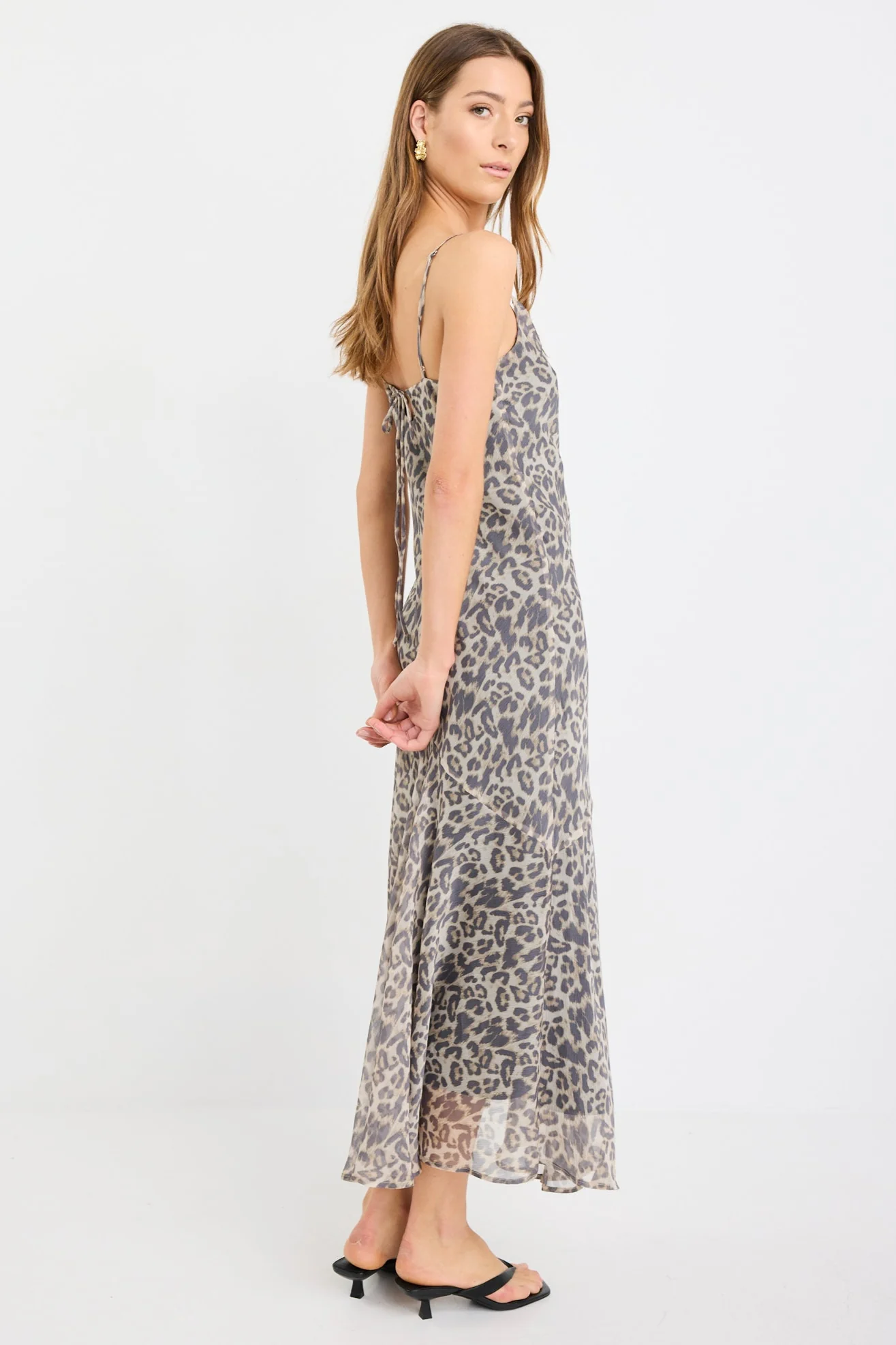 Reign Leopard Print Georgette Strappy Maxi Dress - Image 4