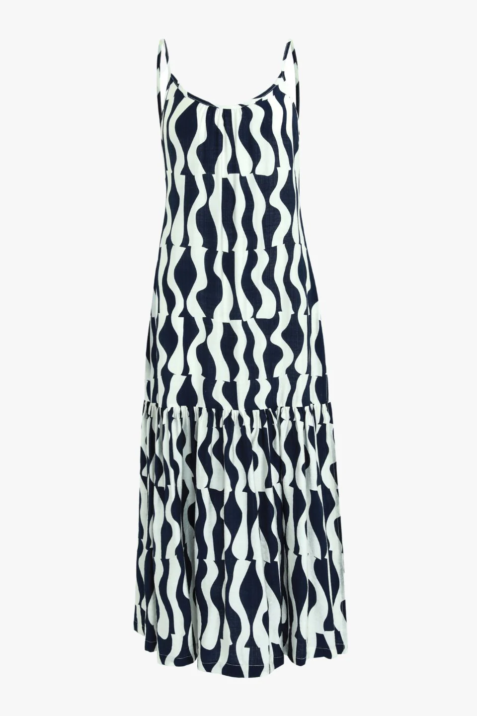 Relax Ink Geo Wave Strappy Tiered Midi Dress - Image 8