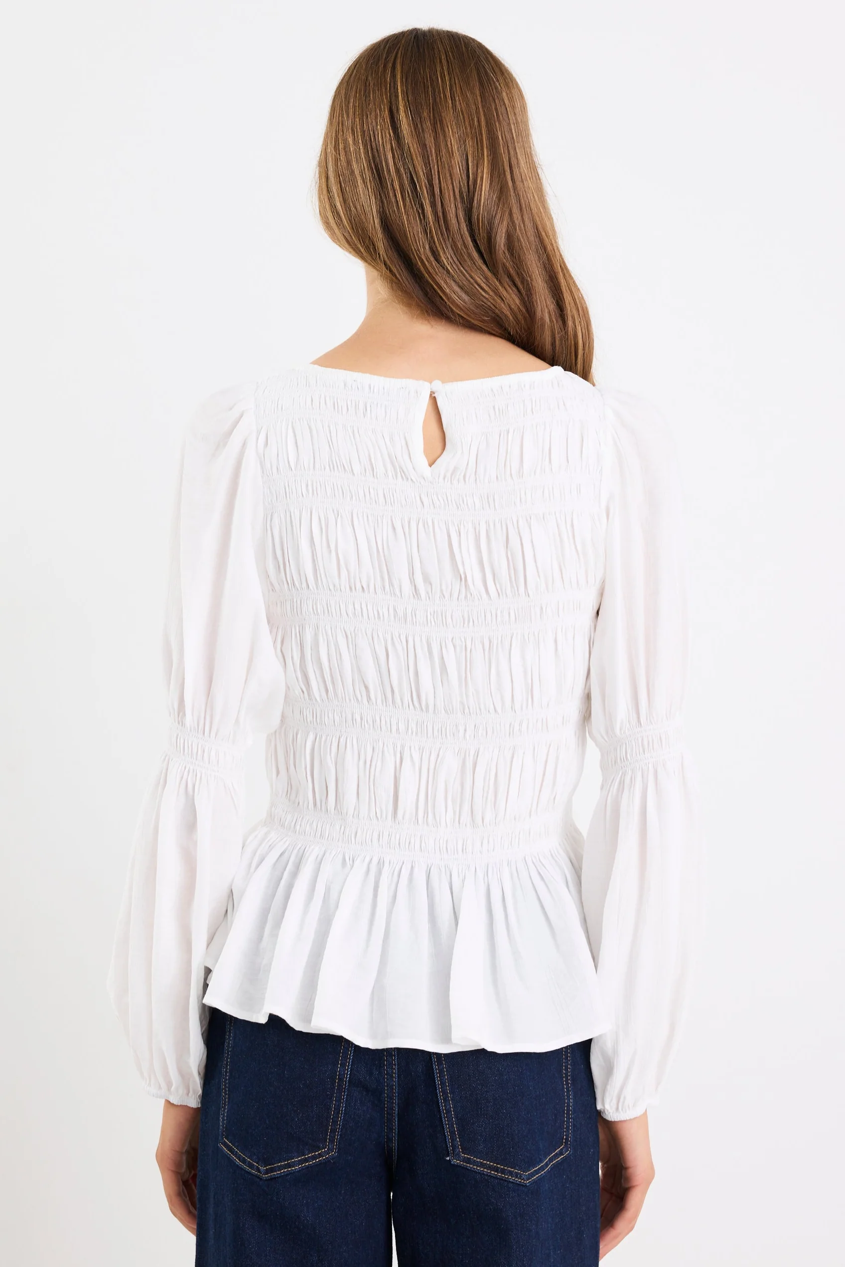 Required Ivory LS Shirred Bodice Top - Image 5