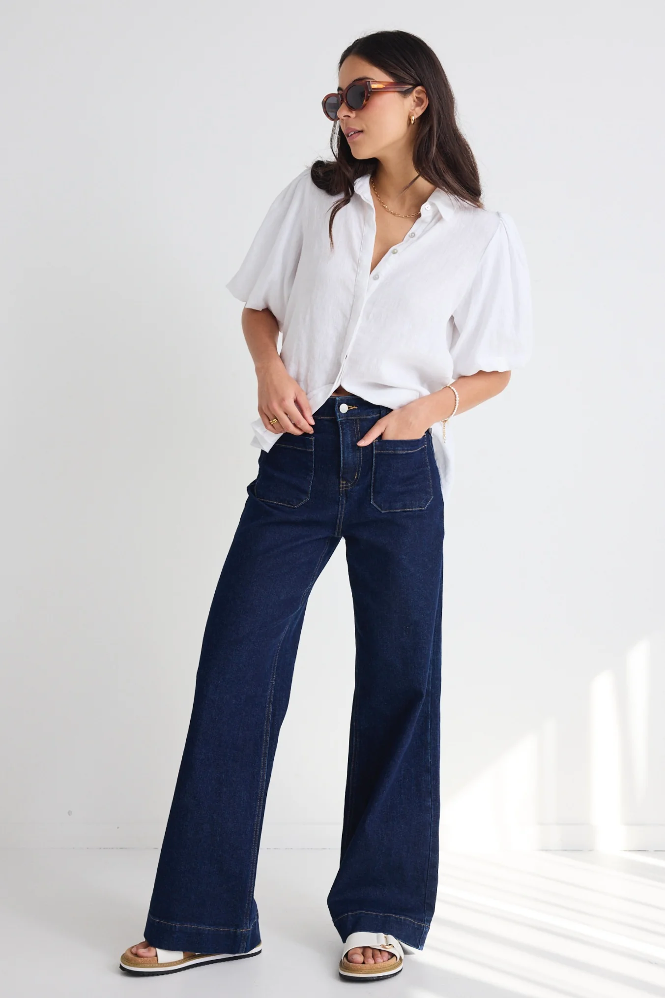 Rested White Linen Bubble Sleeve Shirt - Image 2