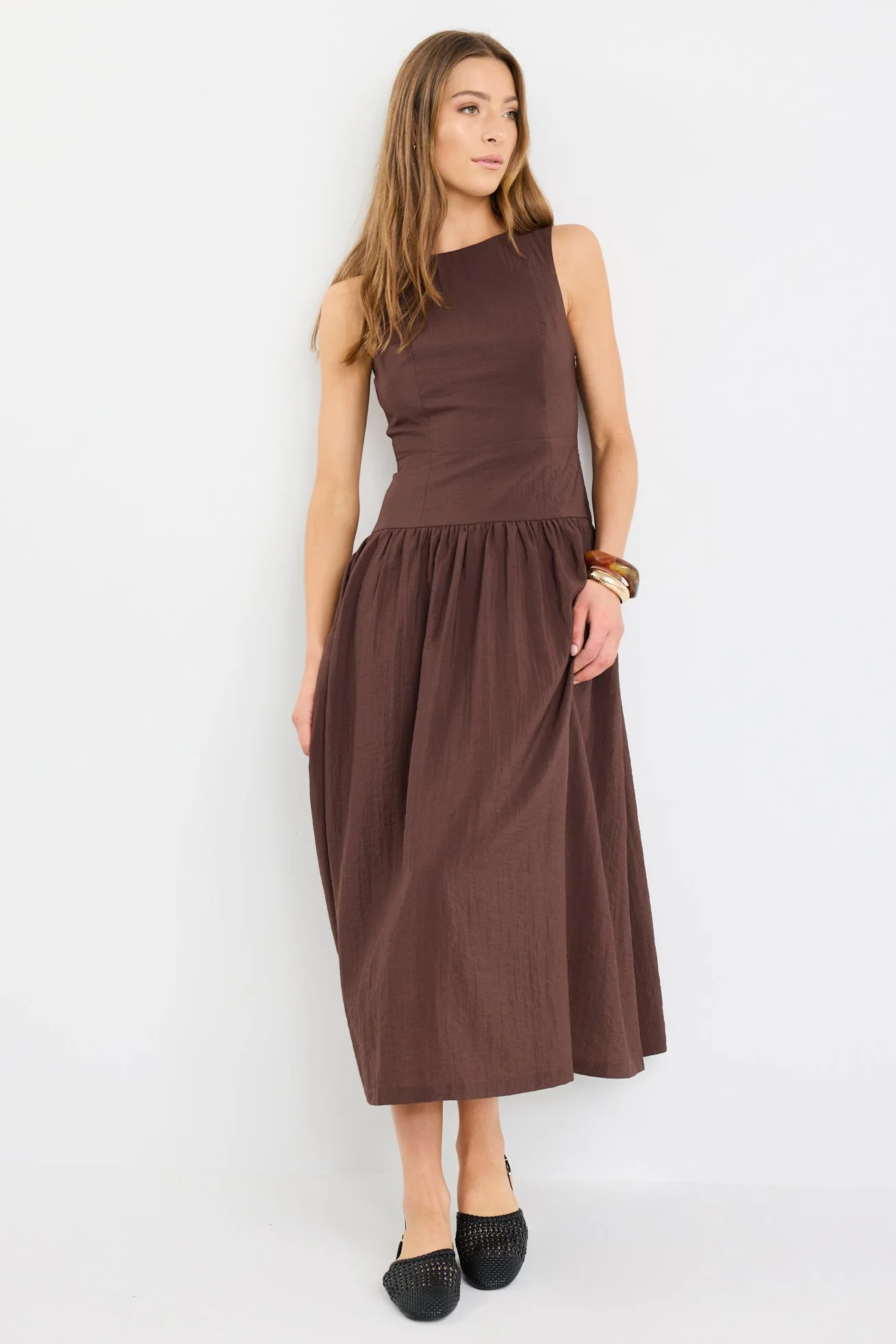 Results Chocolate Structured Sleeveless Maxi Dress - Image 5