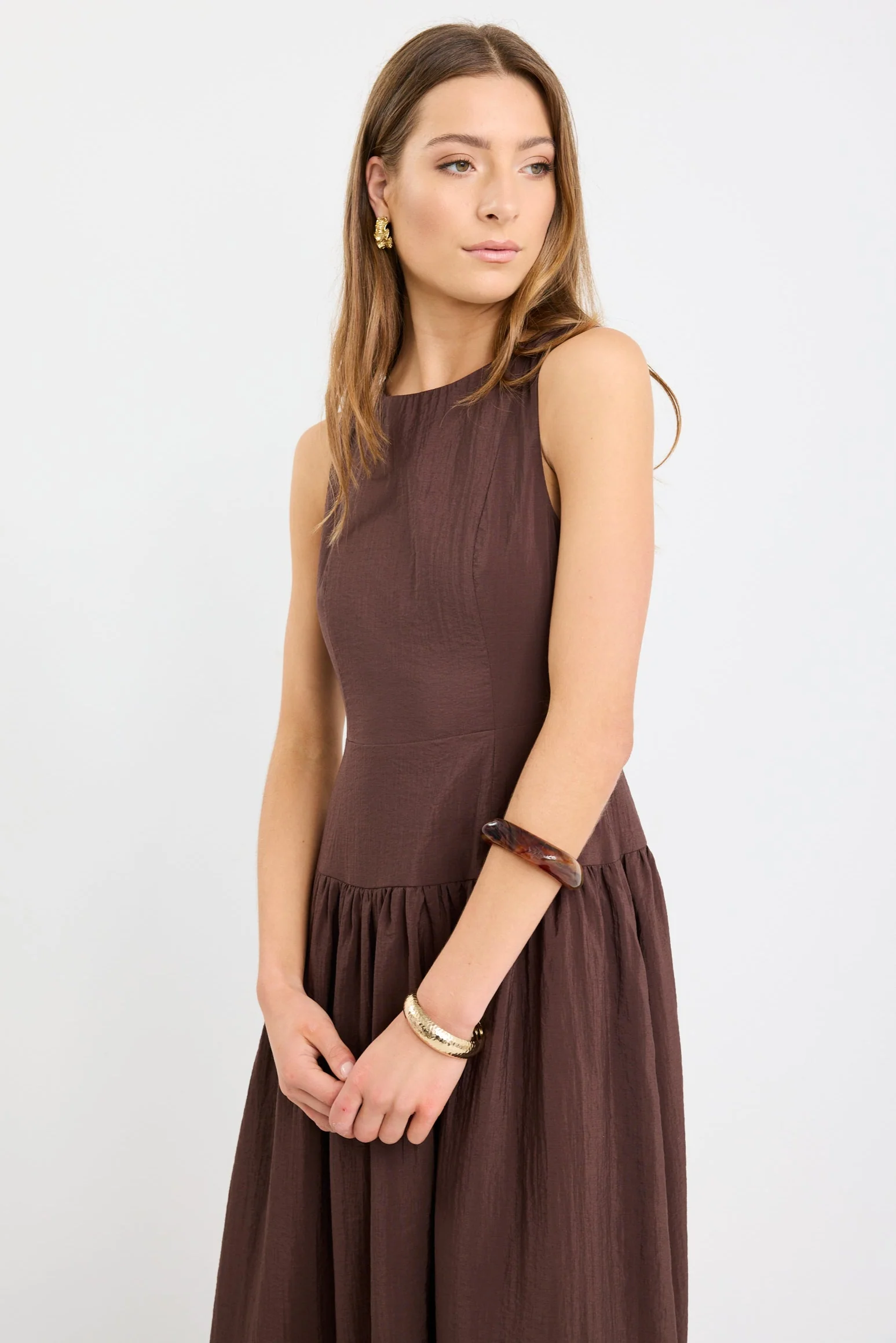 Results Chocolate Structured Sleeveless Maxi Dress - Image 6