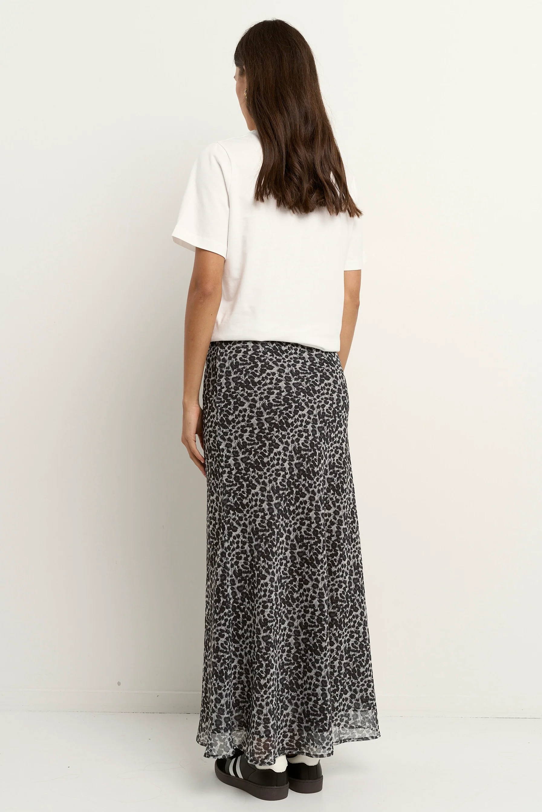 Reunite Charcoal Animal Tie Waist Bias Maxi Skirt - Image 3