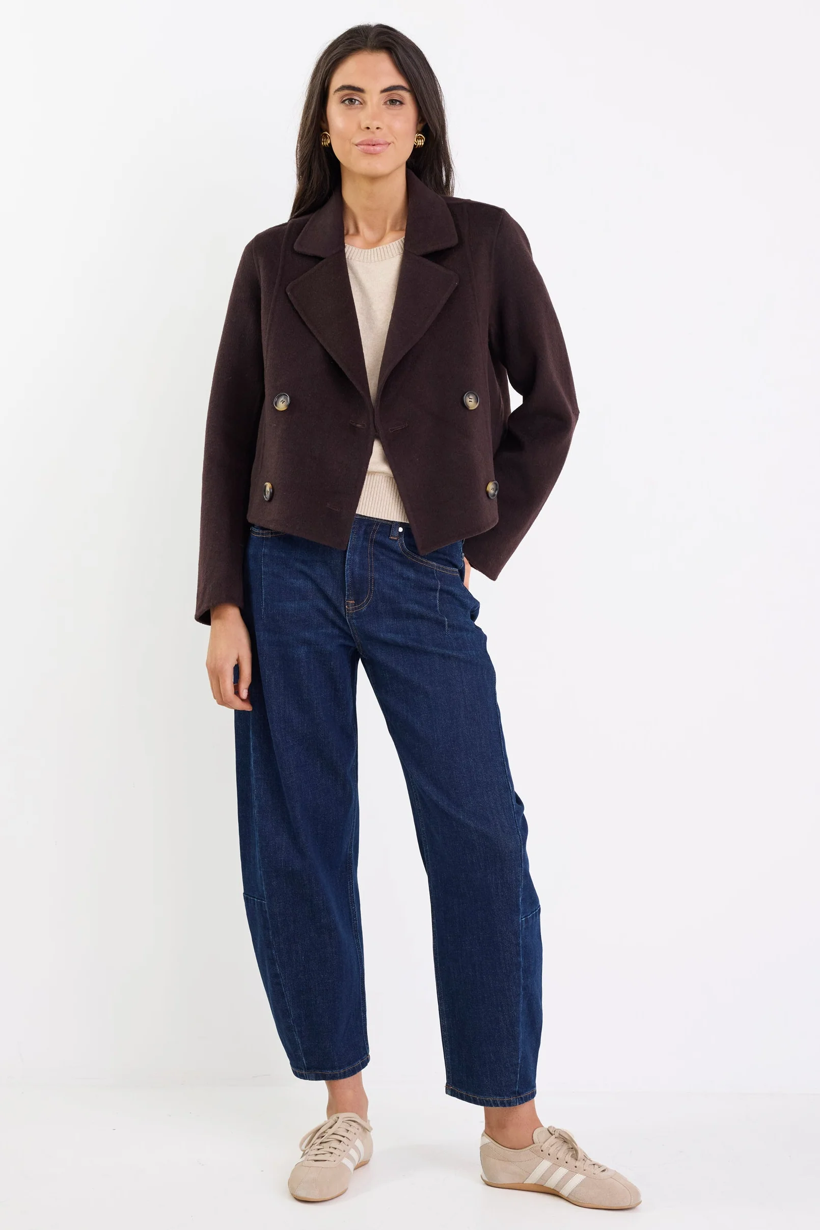 Reverie Chocolate Melton Double Breasted Peacoat - Image 2