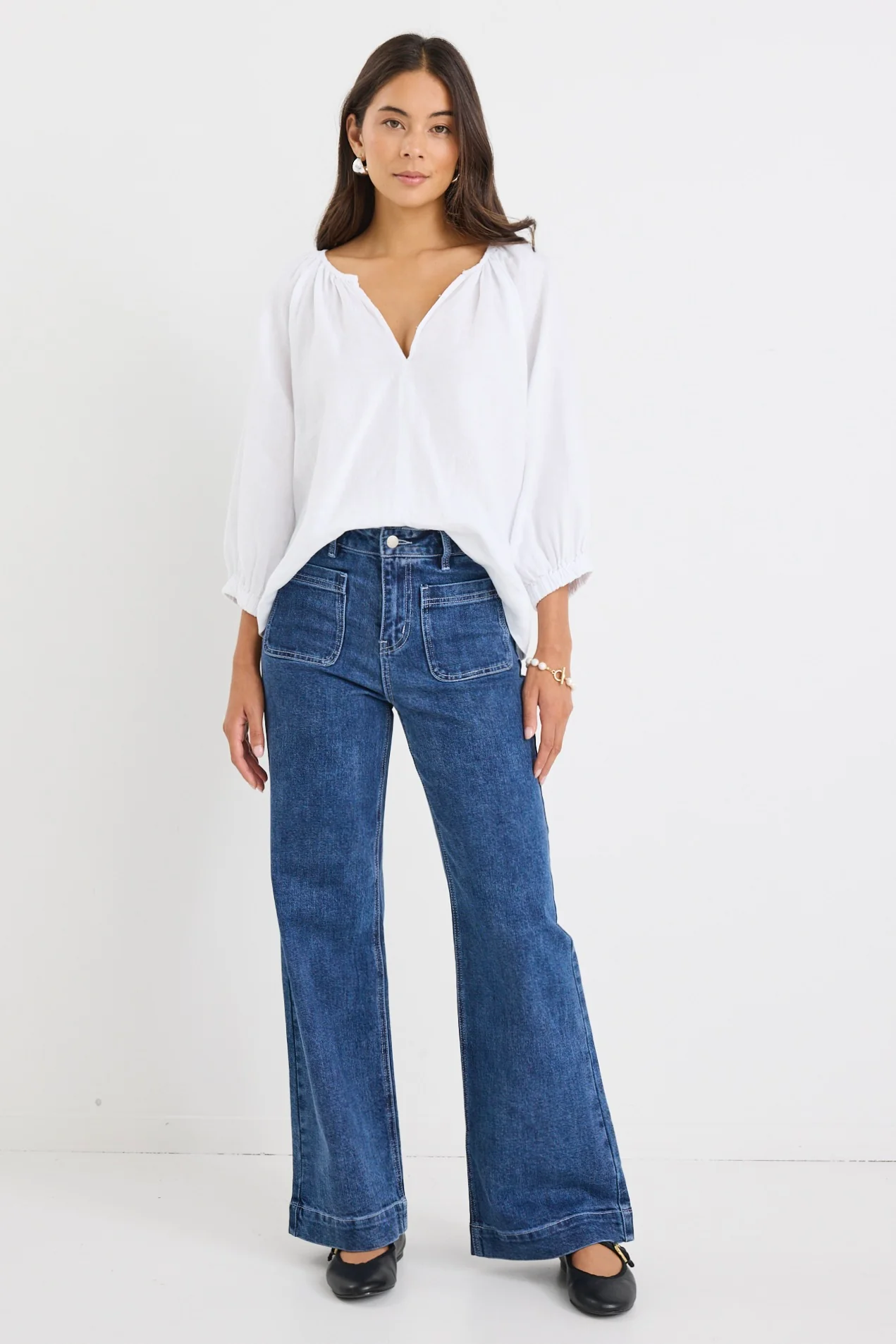 Revolutionary White Linen Relaxed LS Top - Image 3