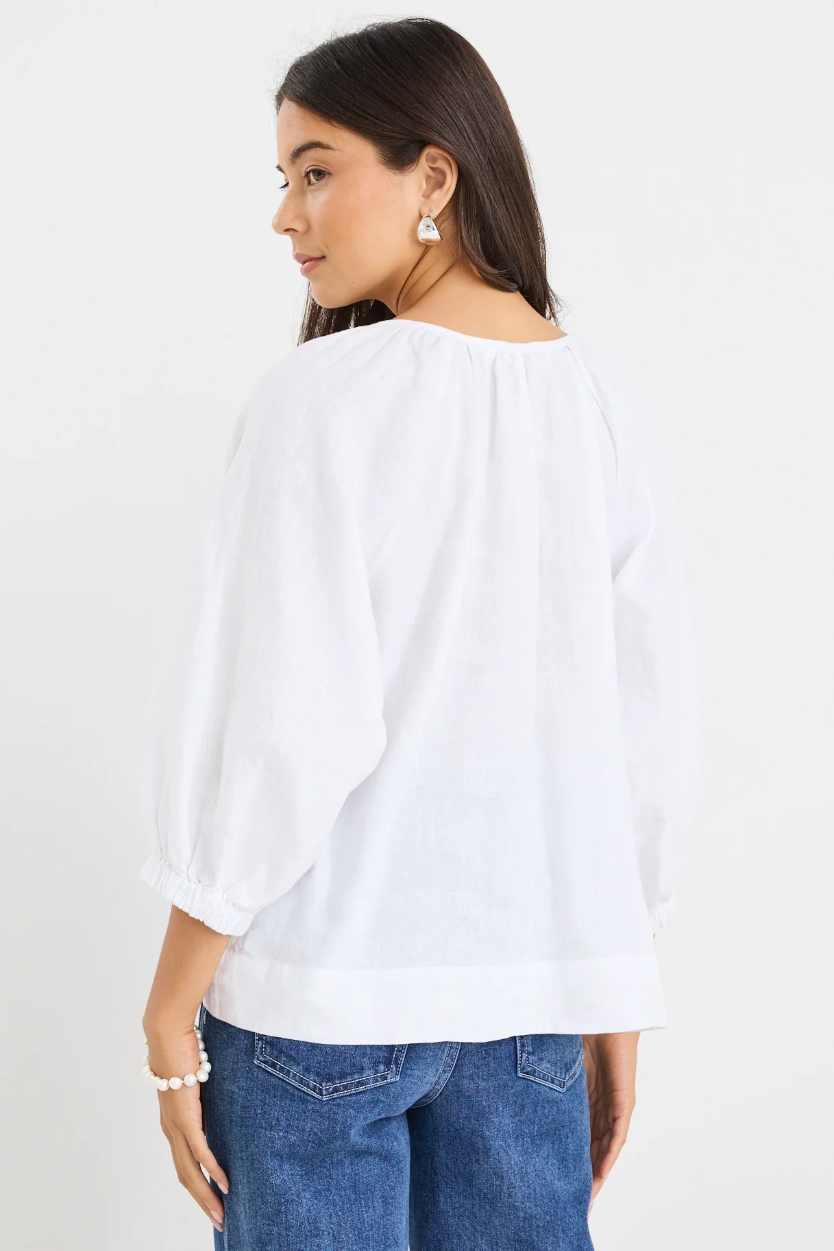 Revolutionary White Linen Relaxed LS Top - Image 6