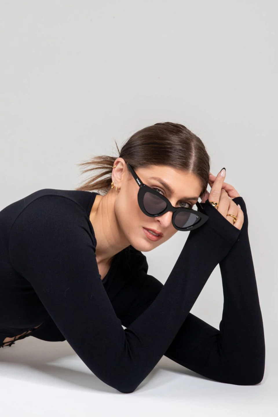 Rhia Black Cat Eye Sunglasses - Image 2