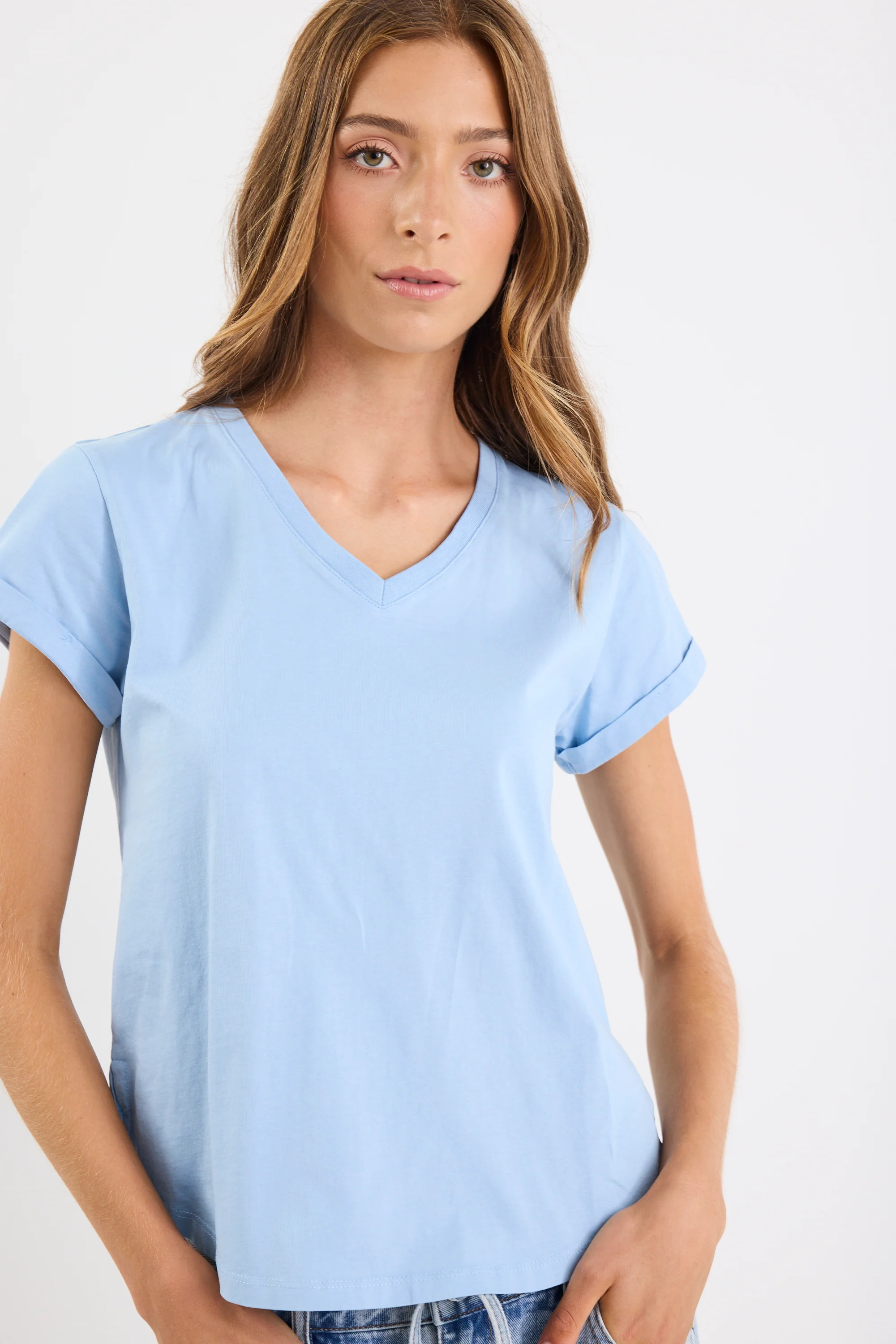 Rhyme Sky V Neck Short Sleeved Tee - Image 2