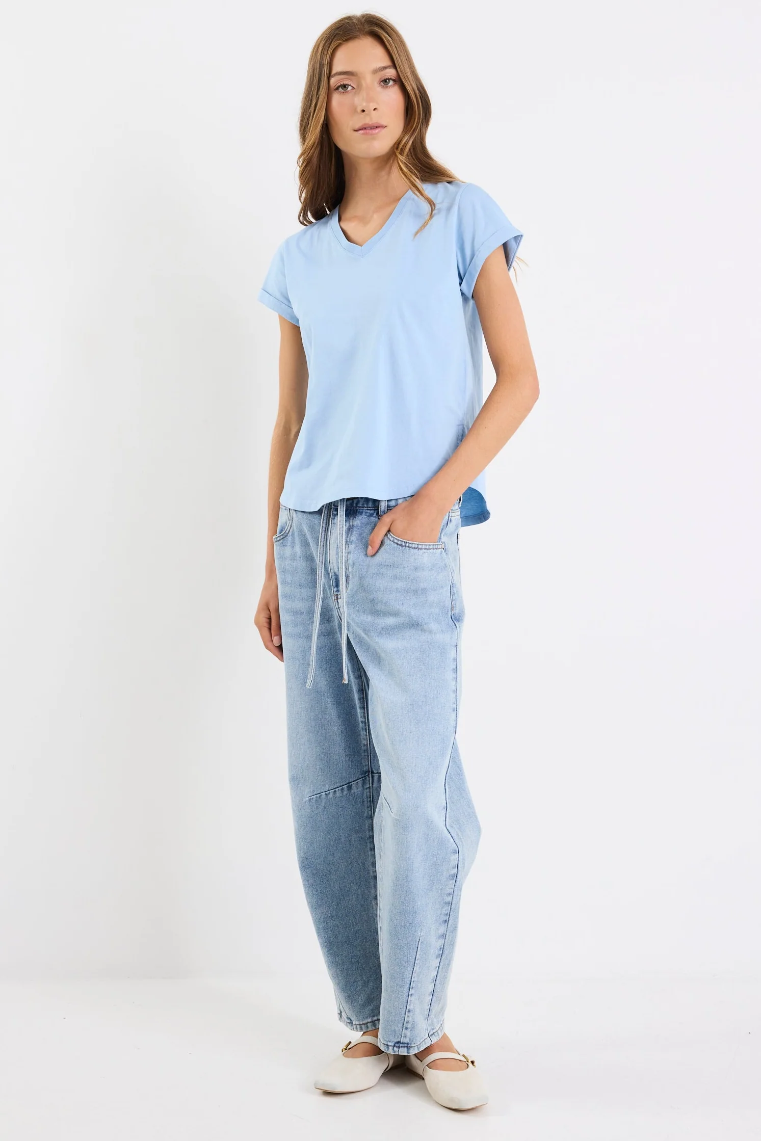 Rhyme Sky V Neck Short Sleeved Tee - Image 3