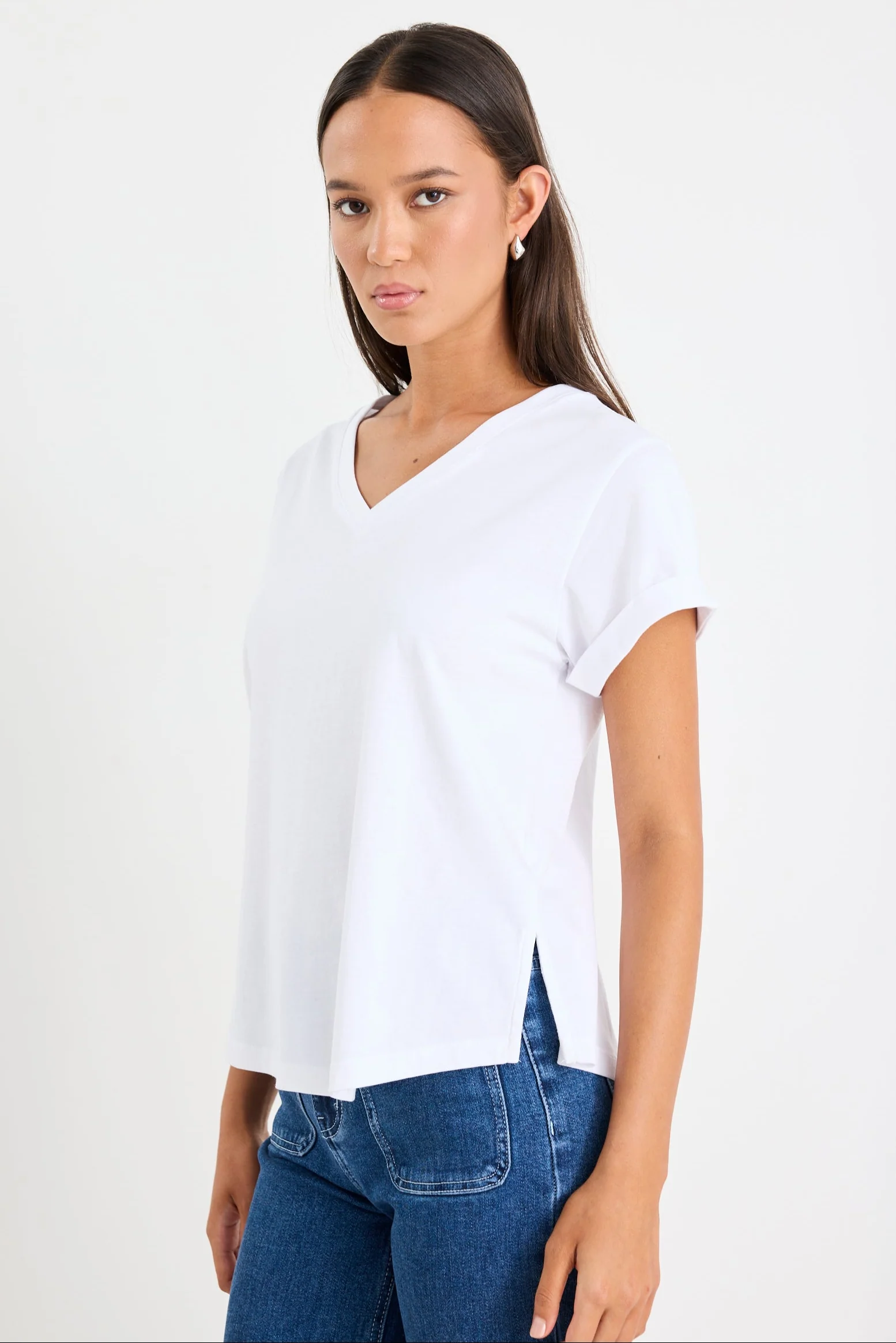 Rhyme White V Neck Short Sleeved Tee - Image 3