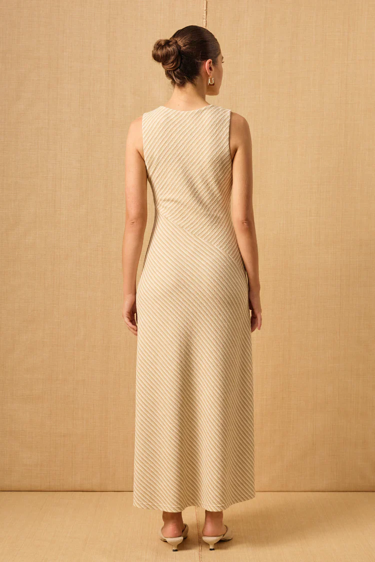 Ripple Neutral Stripe Sleeveless Maxi Dress - Image 4