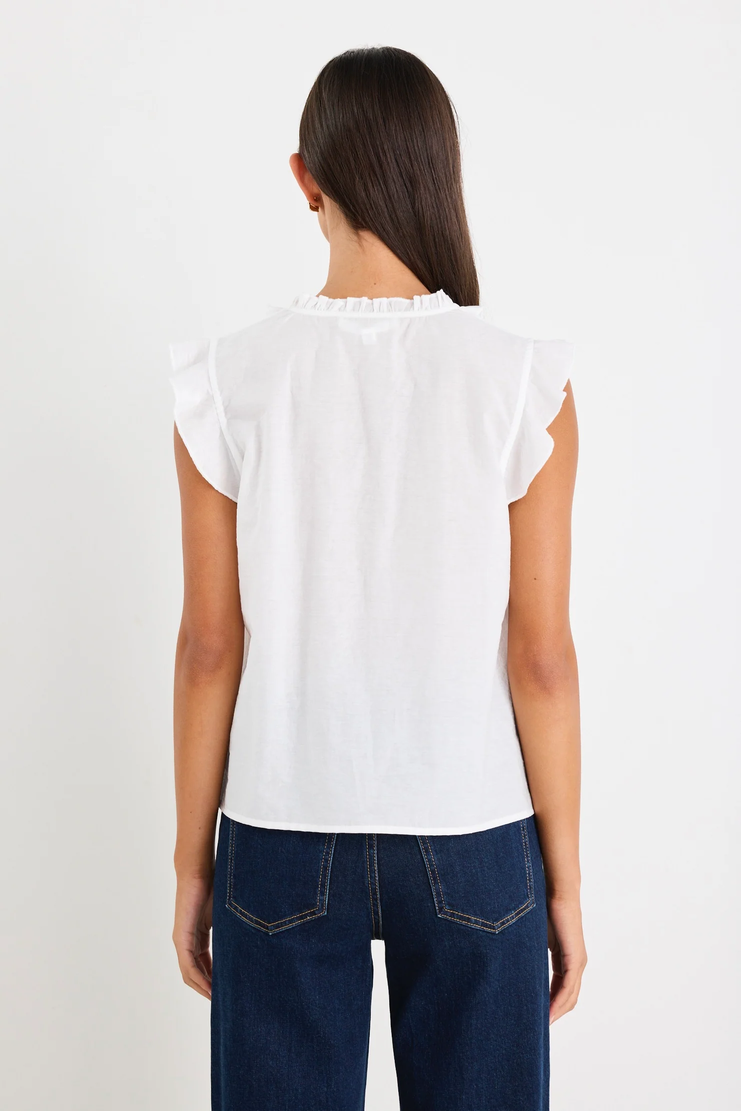 Ritzy Ivory Ruffle Front Sleeveless Top - Image 6