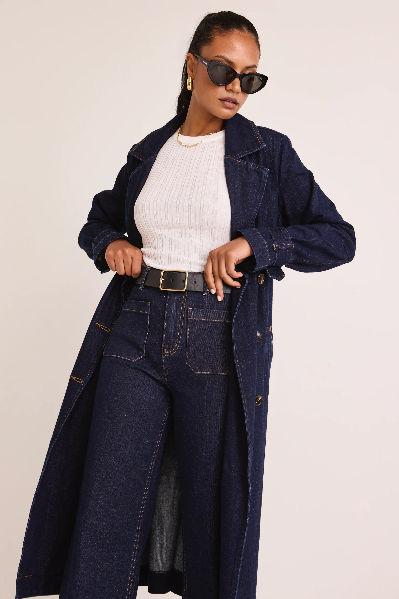 Rodeo Indigo Denim Trench Coat - Image 3