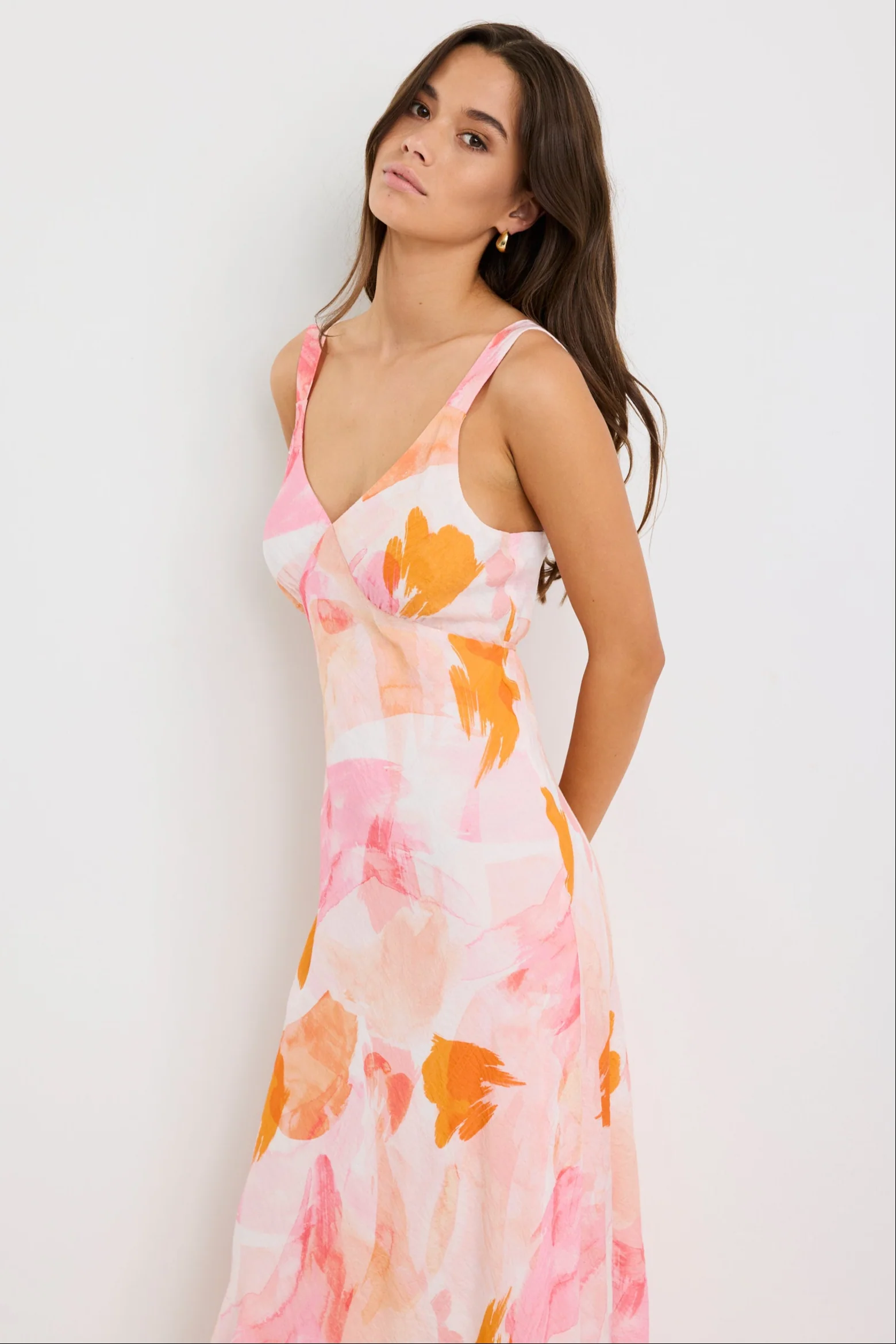 Romance Sunset Print Strappy Floaty Maxi Dress - Image 2