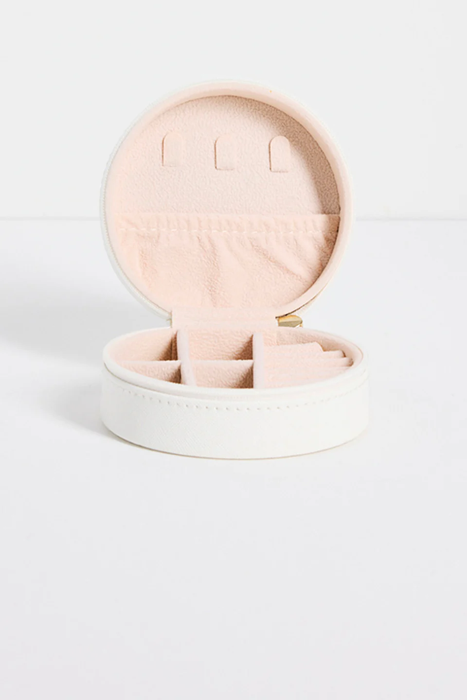 Round White Jewellery Travel Case