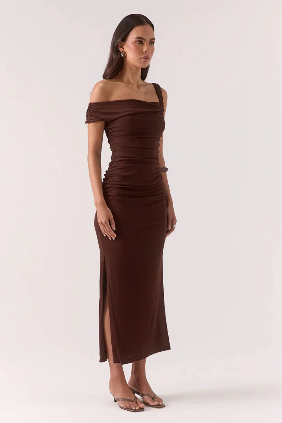 Rua Ganache Asymmetric Off Shoulder Maxi Dress - Image 3