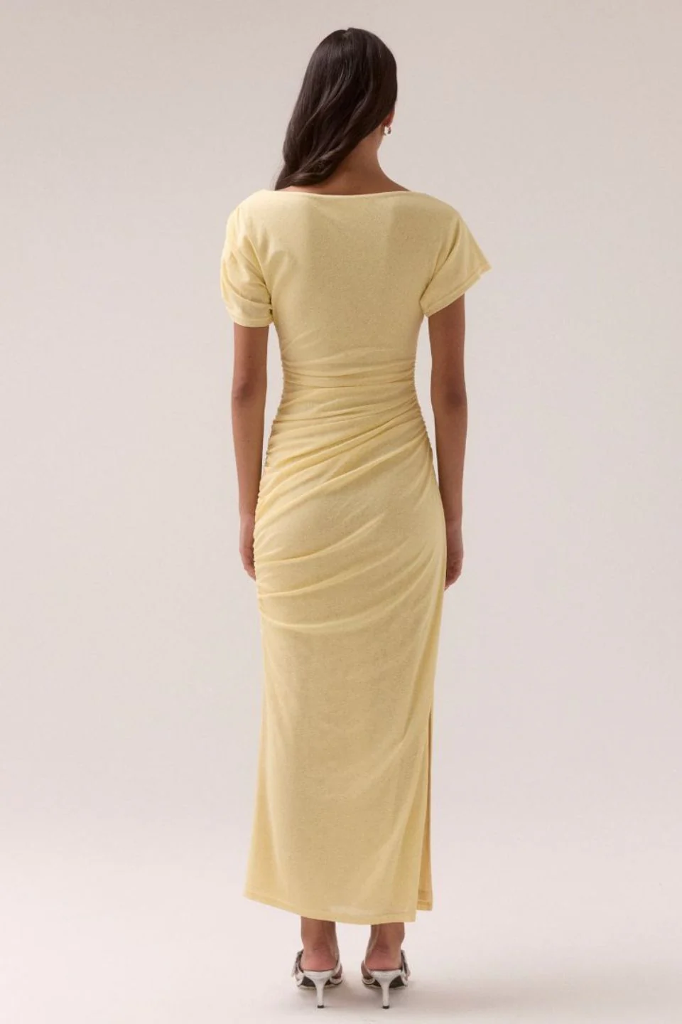 Rua Lemonade Ruched Side Off Shoulder SS Maxi Dress - Image 4
