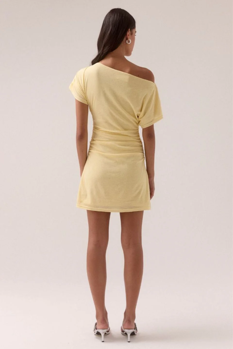 Rua Lemonade Ruched Side Off Shoulder SS Mini Dress - Image 4