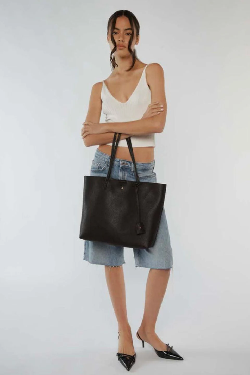 Saint Black Pebble Vegan Leather Tote Bag - Image 4