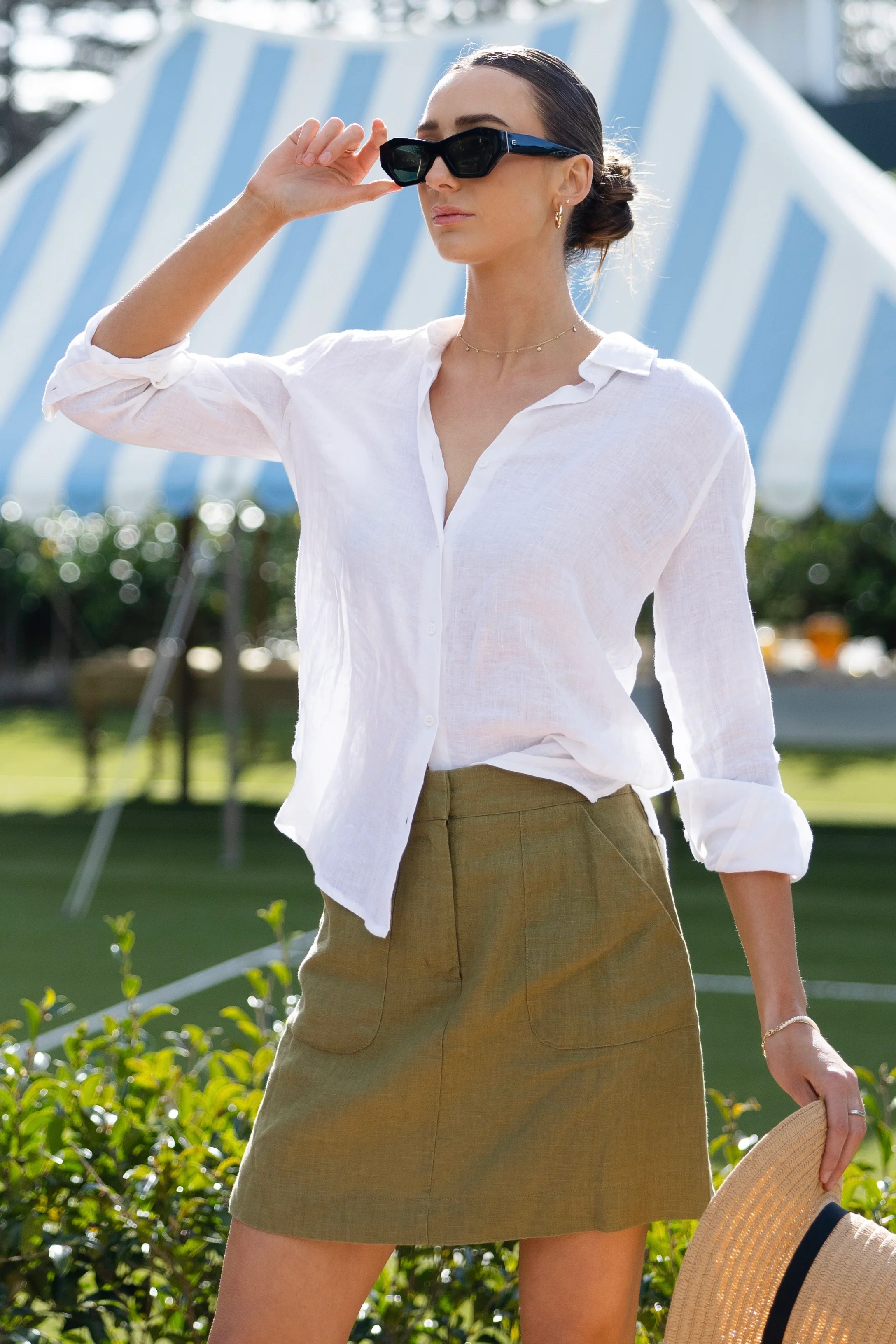 Saintly Pickle Linen Mini Skirt - Image 3