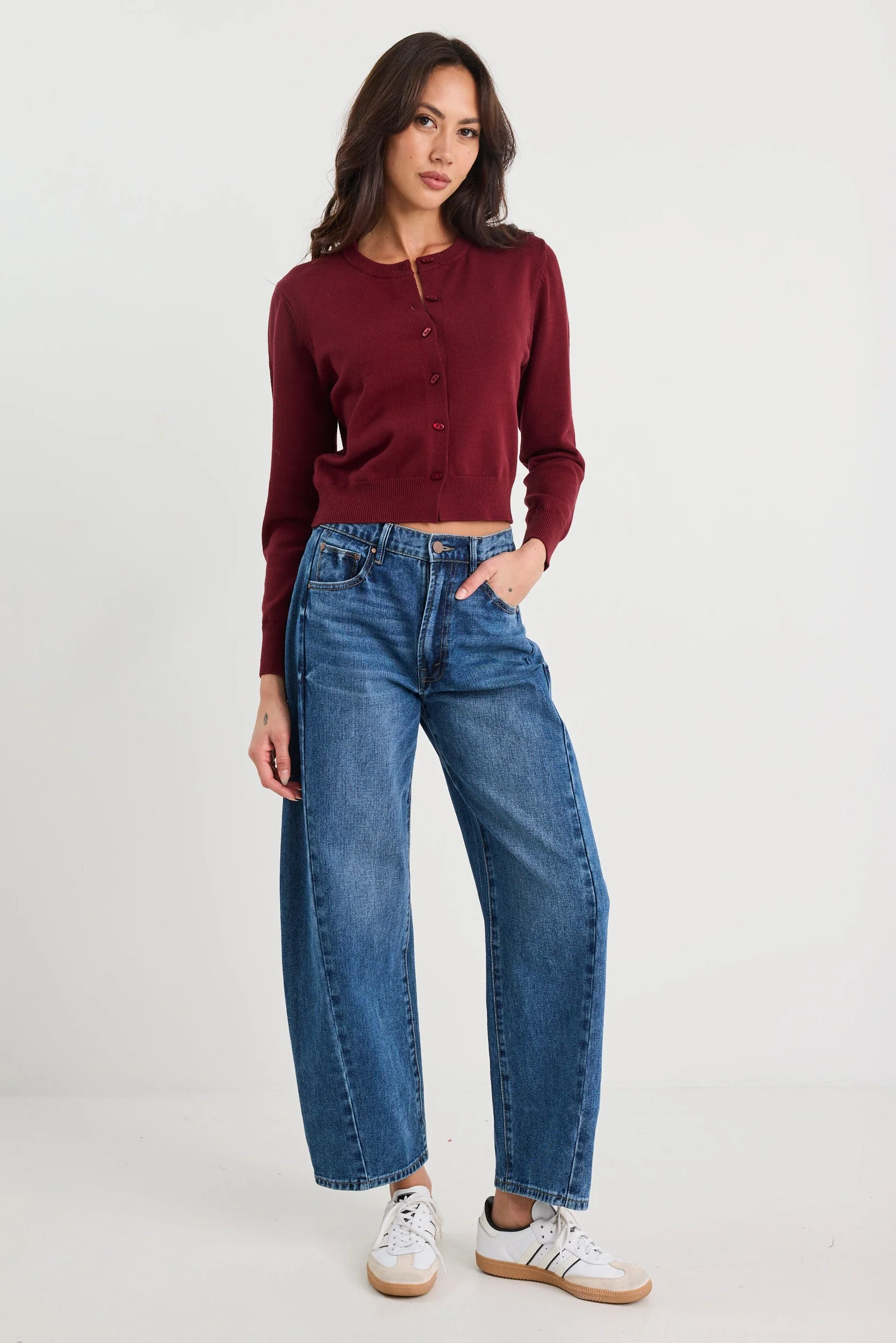 Sanctify Burgundy Crewneck Cardigan - Image 2