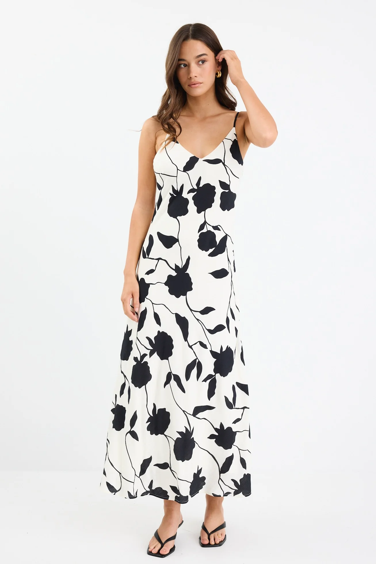 Saturn Ivory Floral Strappy Bias Slip Maxi Dress - Image 3