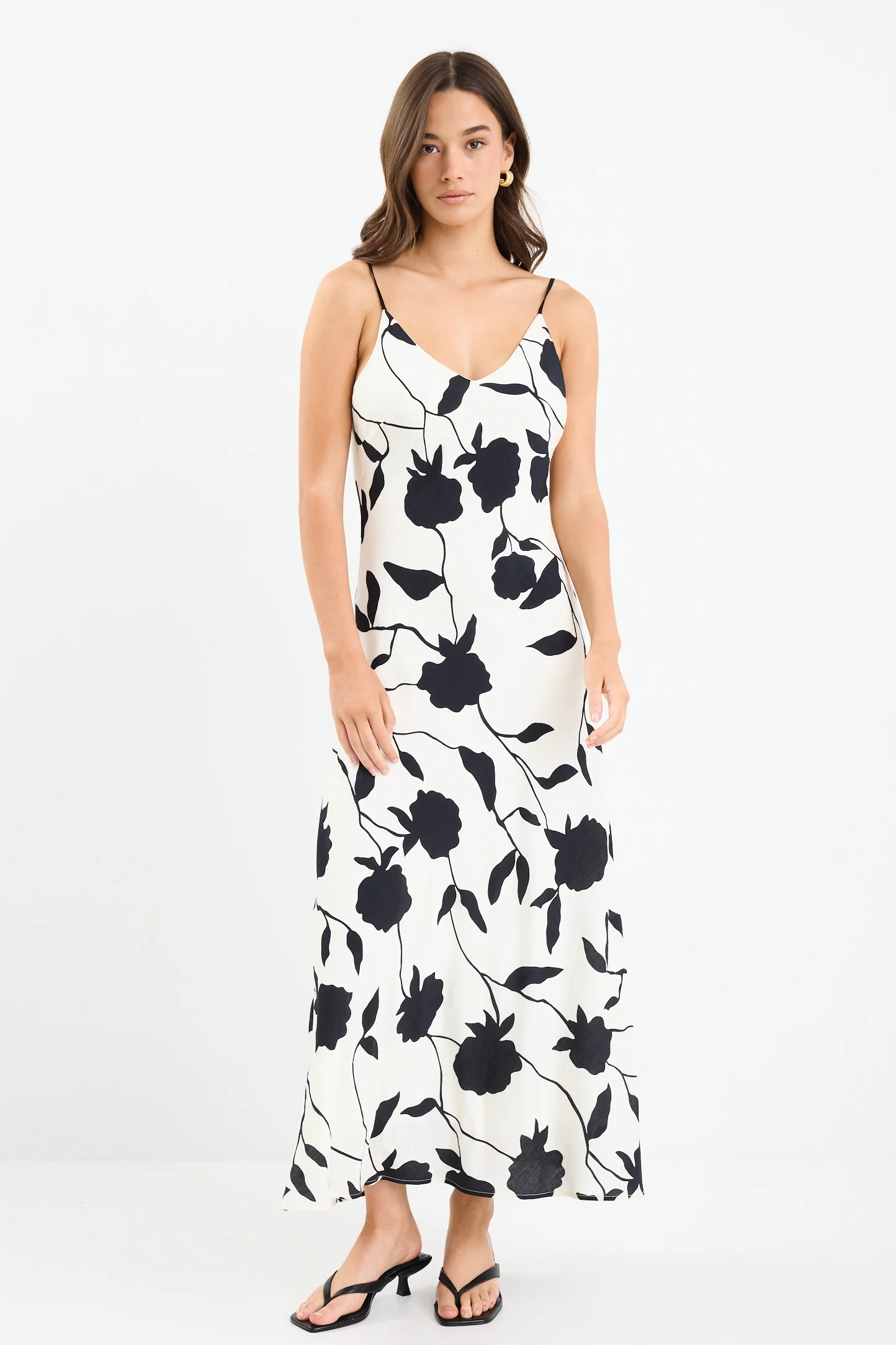 Saturn Ivory Floral Strappy Bias Slip Maxi Dress - Image 4