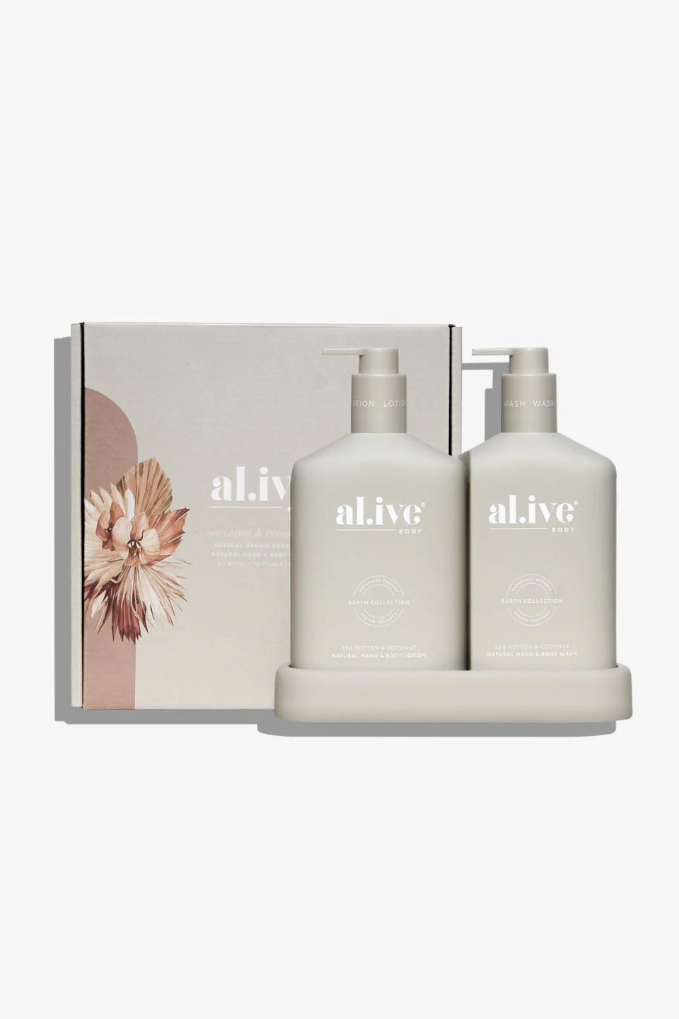 Sea Cotton & Coconut 500ml Hand & Body Wash + Lotion Stone Duo Tray - Image 3