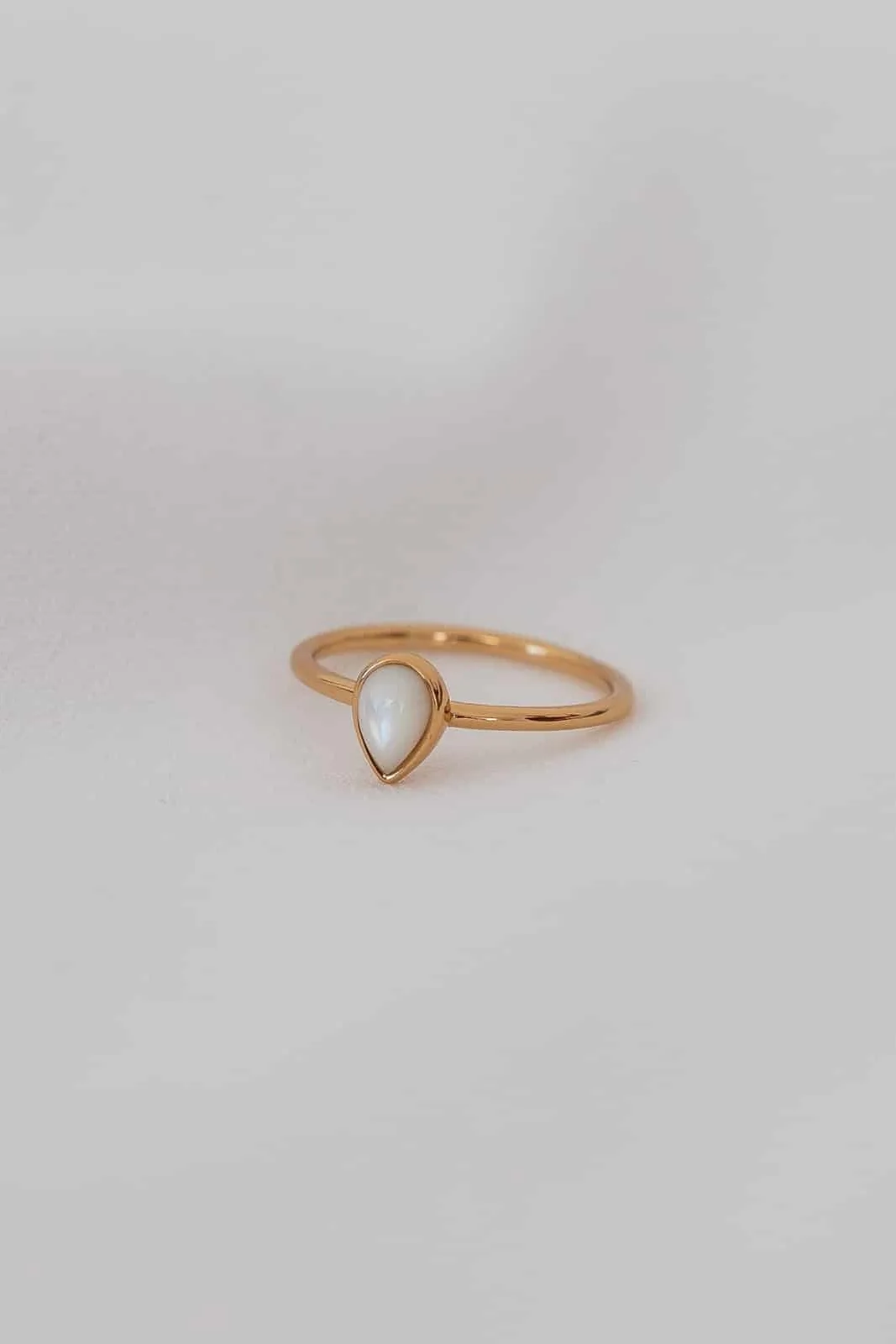 Selene Mother Of Pearl Teardrop 18k Gold Plate Medium Ring - Image 2