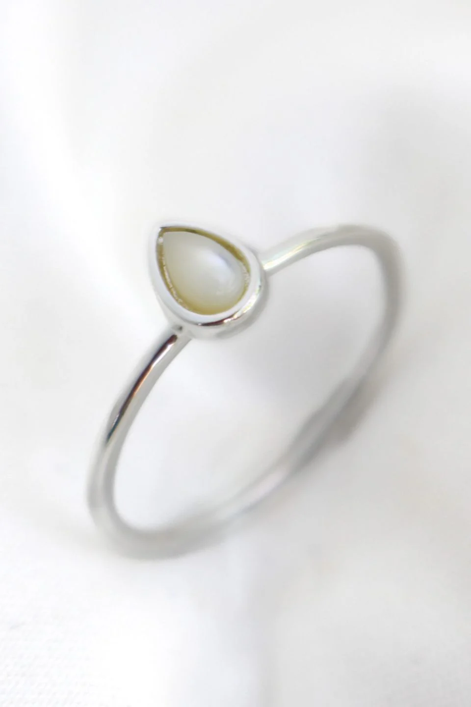 Selene Mother Of Pearl Teardrop EOL Sterling Silver Plate Medium Ring - Image 2