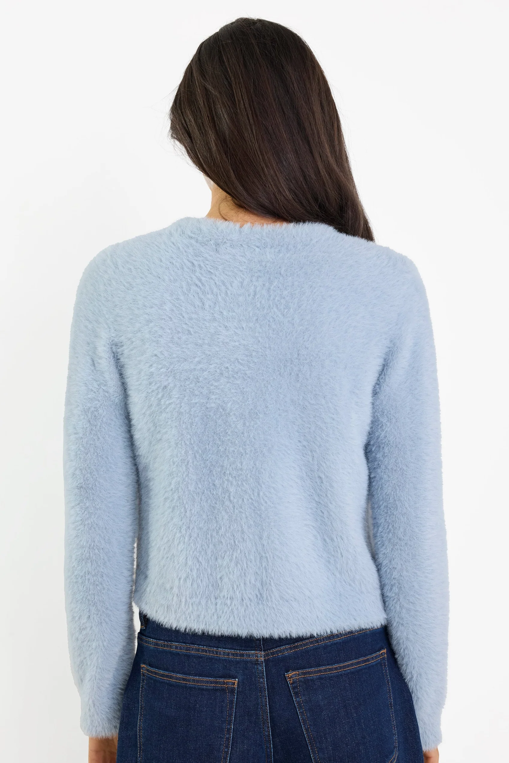 Sequel Light Blue Fluffy Knit LS Cardigan - Image 6
