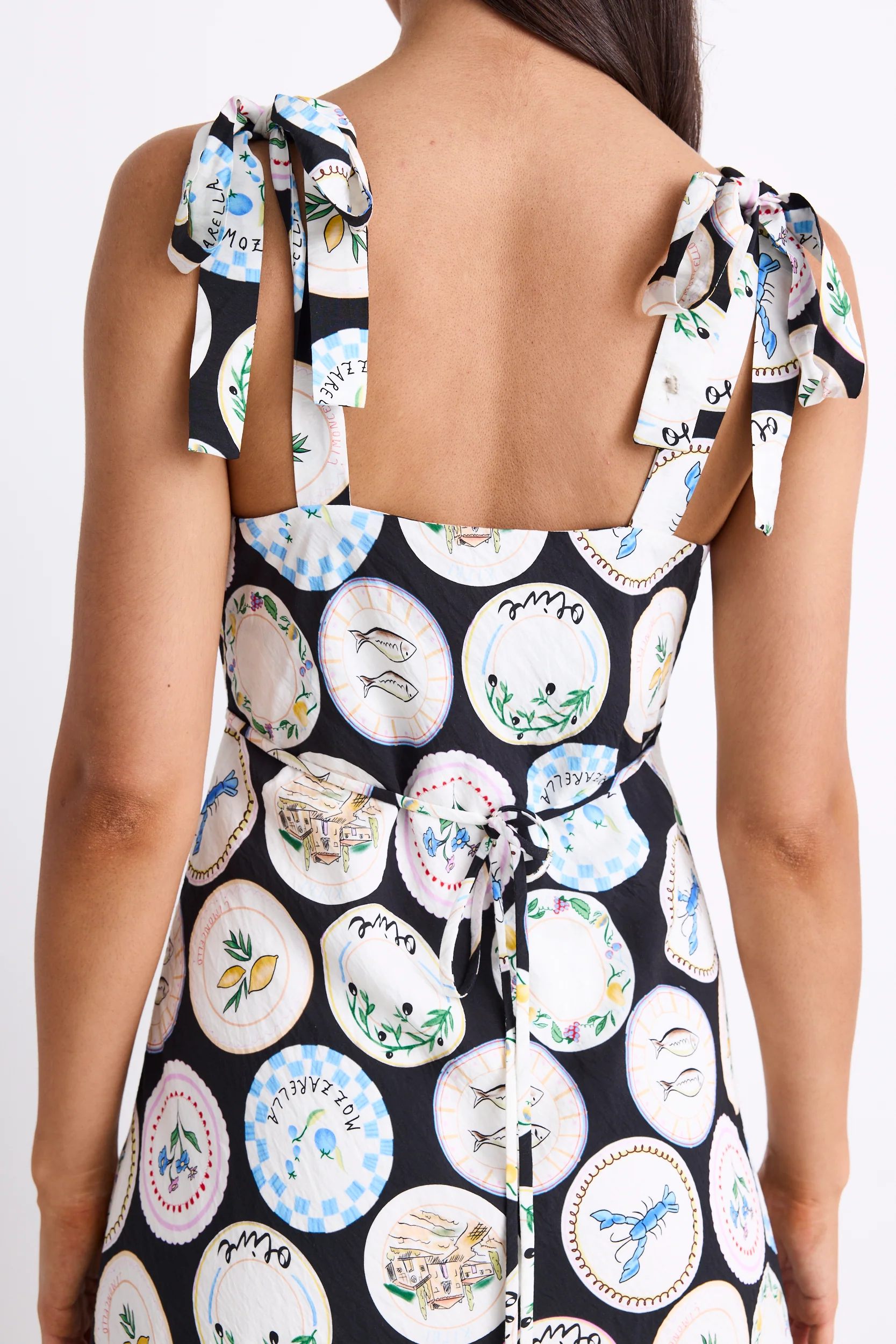 Serenade Black Holiday Print Tie Straps Slip Maxi Dress - Image 6