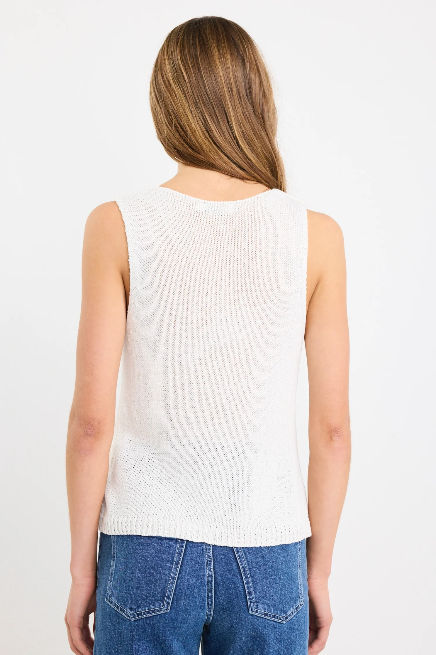 Settler Ivory V Neck Sleeveless Knit Top - Image 5