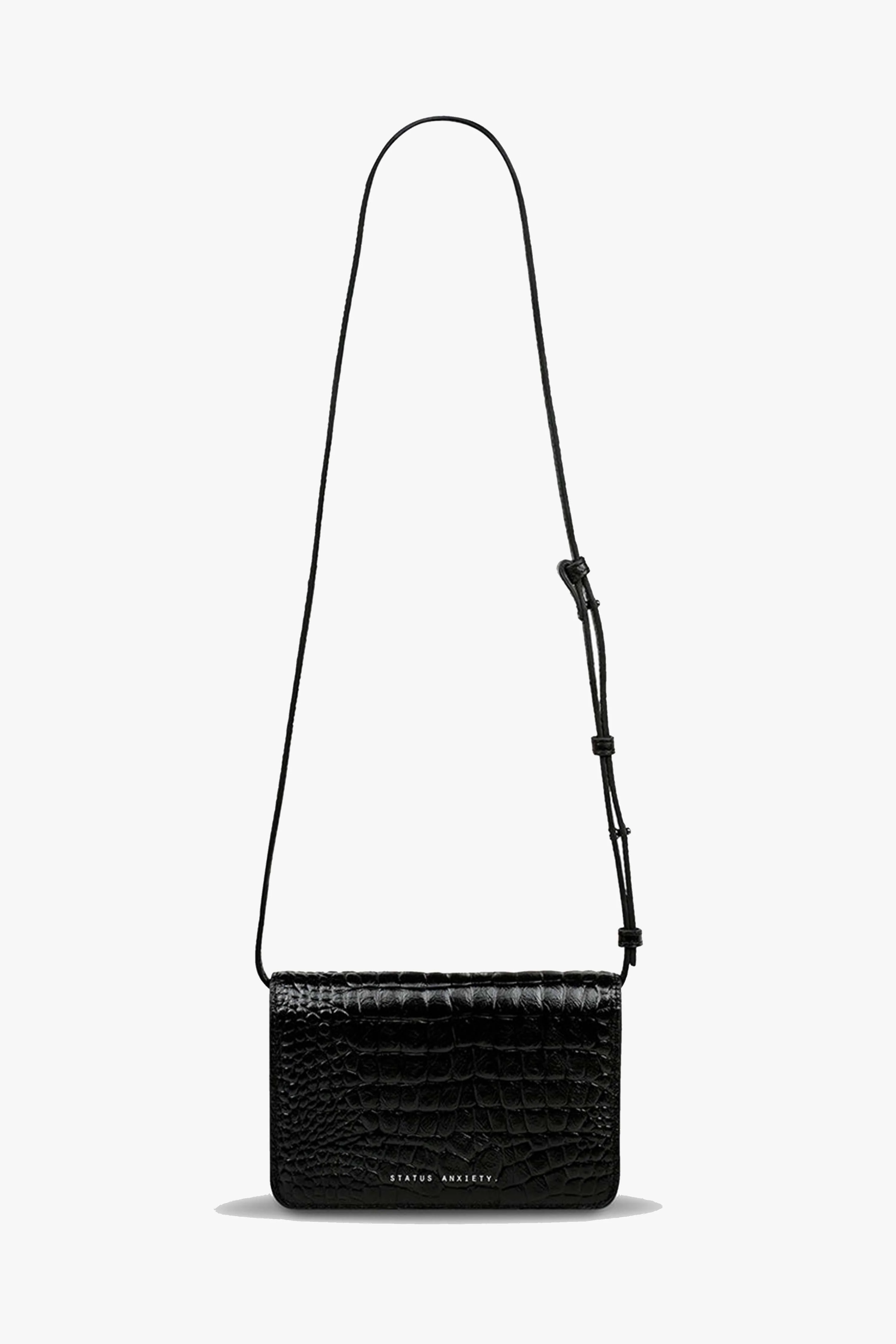 She Burns Black Croc Leather Crossbody Bag - Image 2