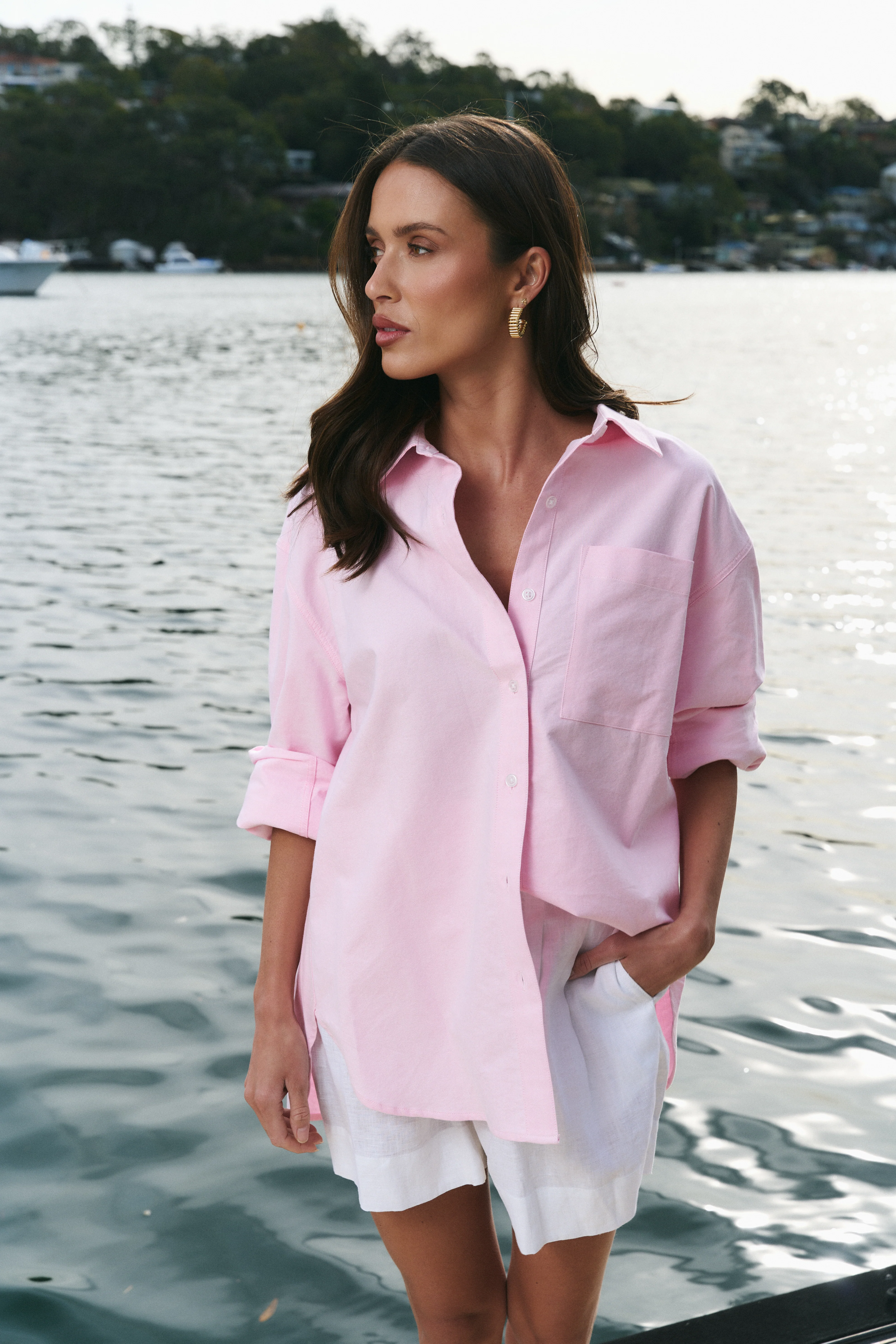 Signature Pink Oxford Oversized Boyfriend Shirt - Image 3