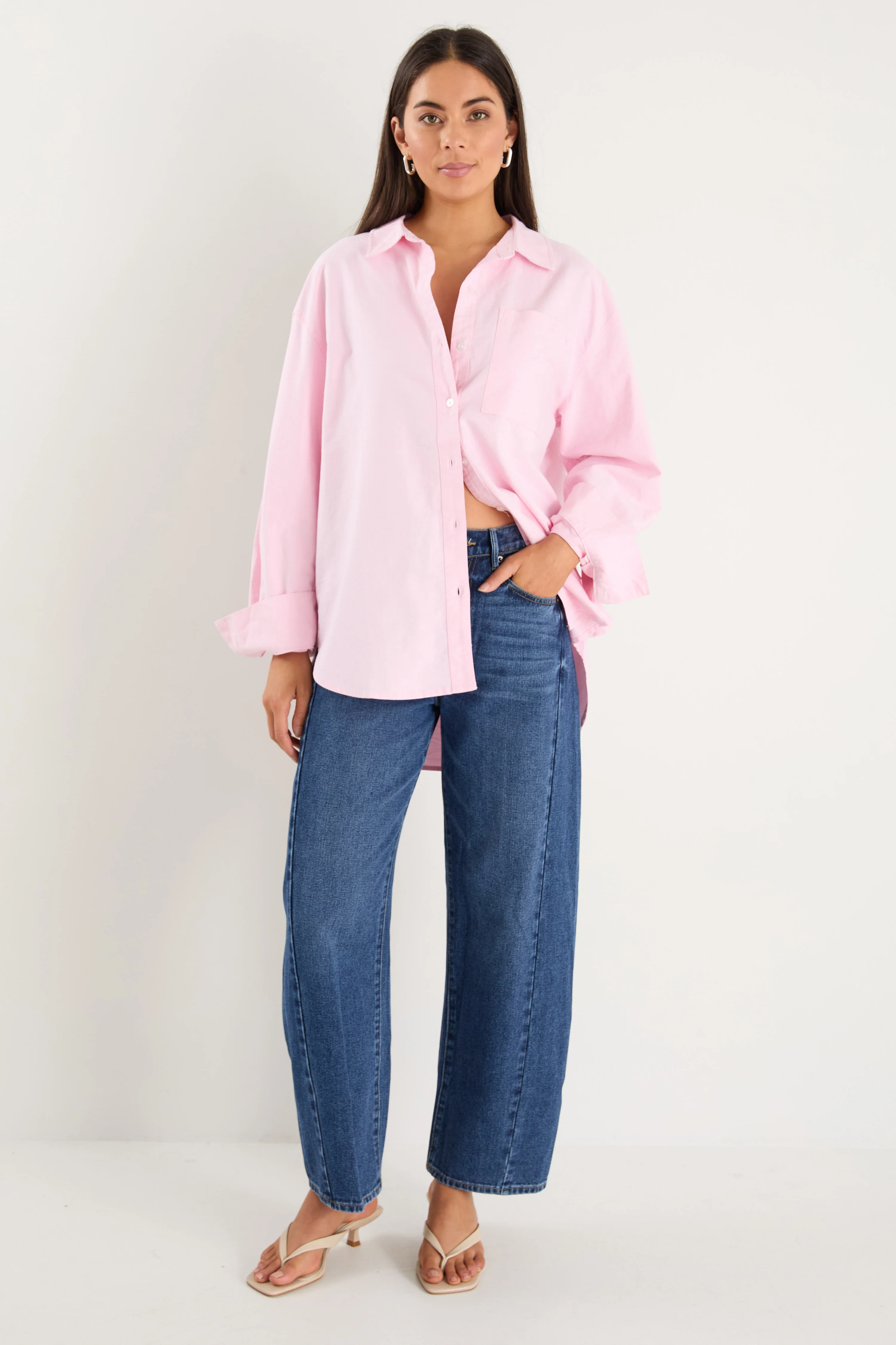 Signature Pink Oxford Oversized Boyfriend Shirt - Image 4